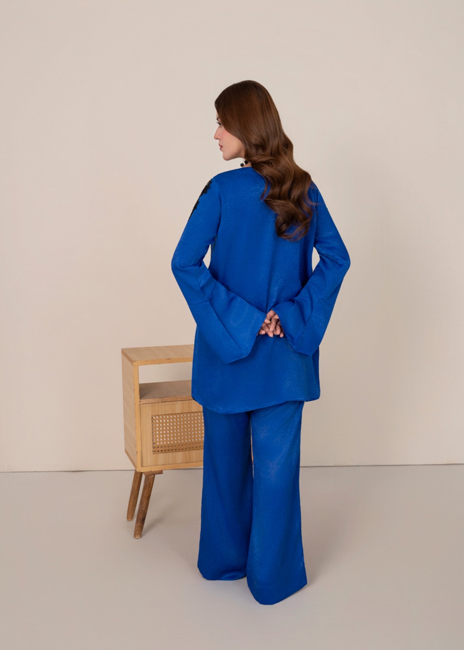 silk satin velvet Co ord Sets in Sapphire blue