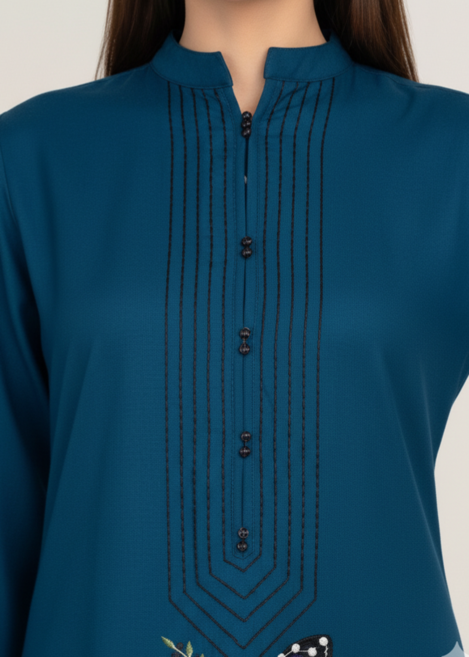 dhanak Kurta Set in Steel blue