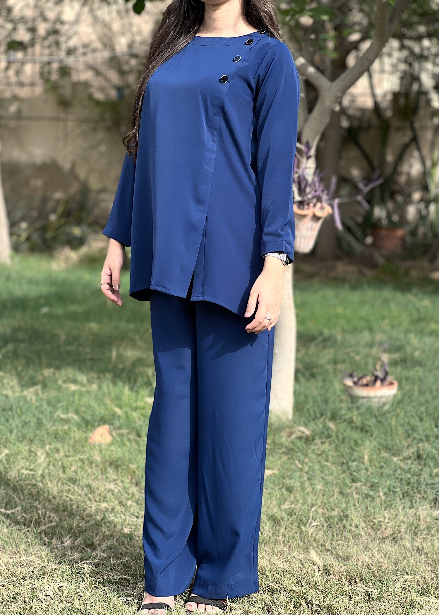 georgette Co Ord Sets in Navy blue