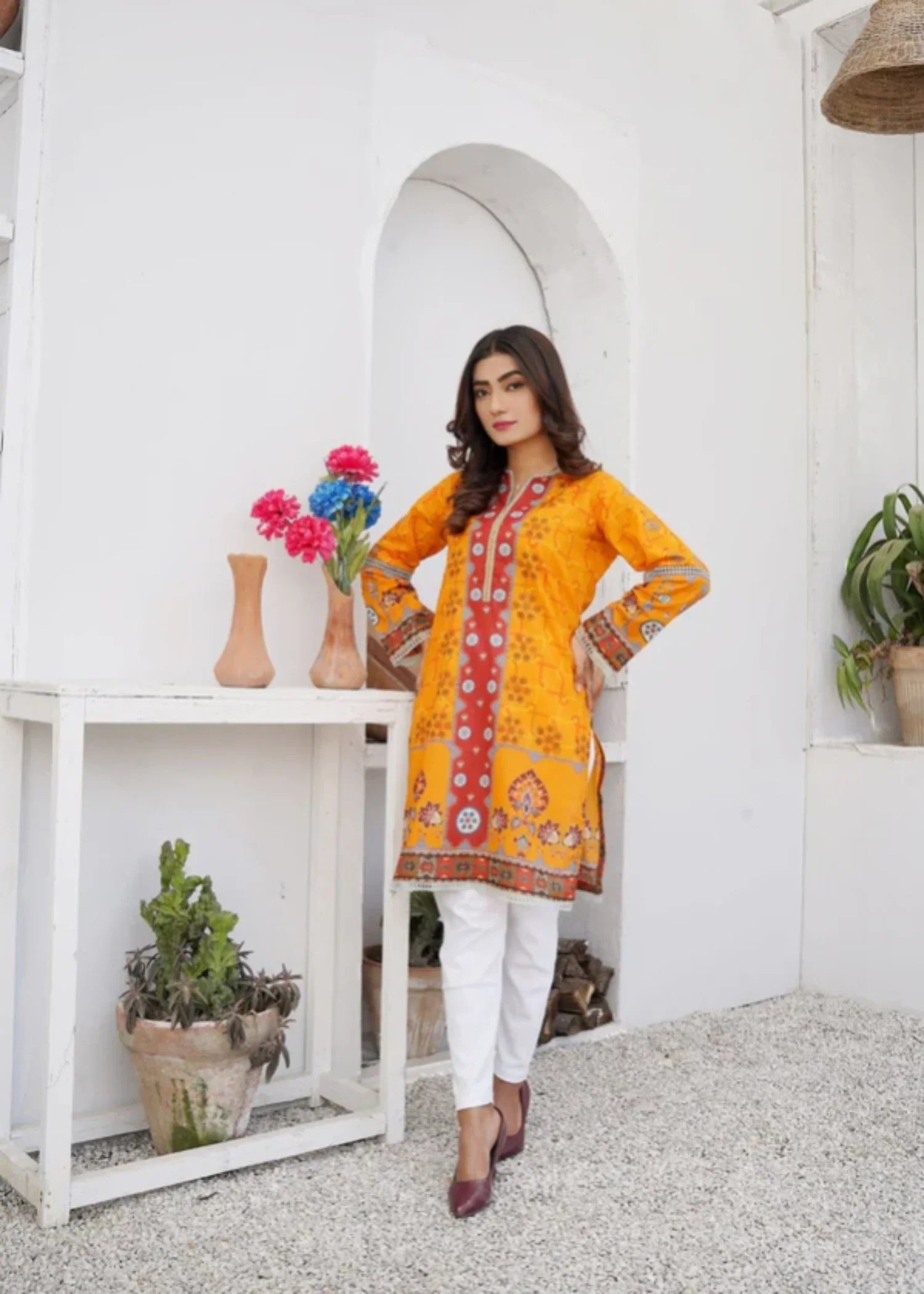 lawn Unstitched in Yellow-orange