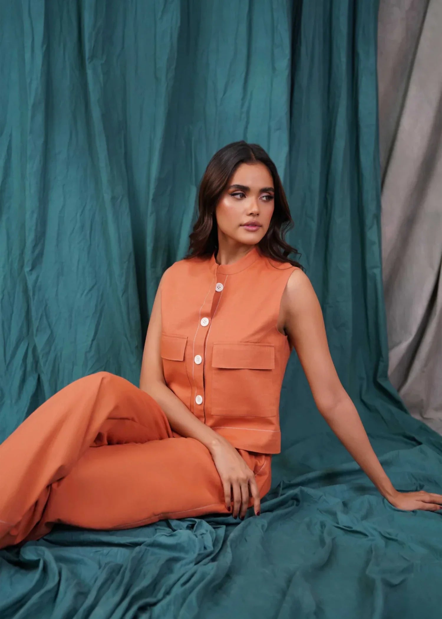cotton Top in Coral orange