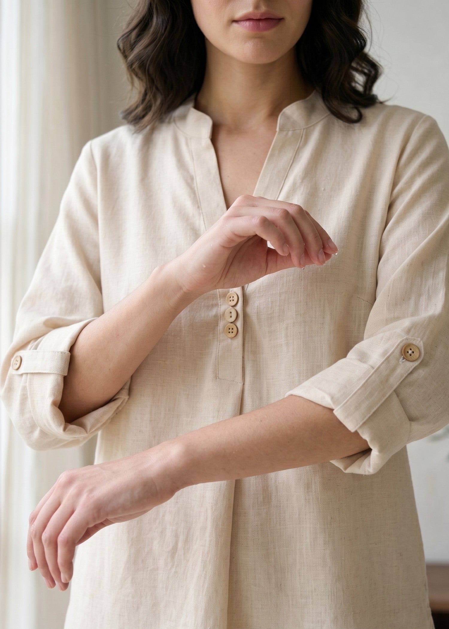 blended linen Co Ord Sets in Beige