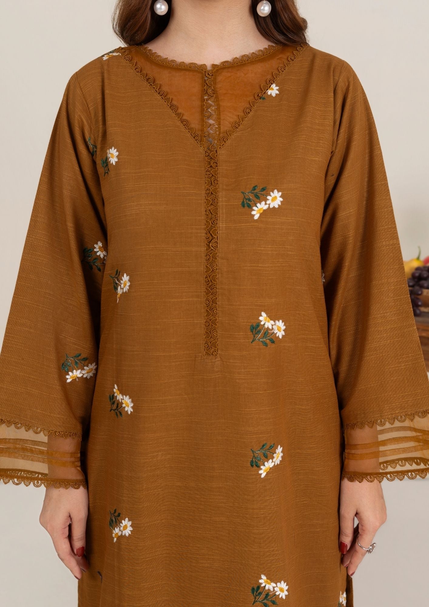khaddar Kurta Set in Hazelwood brown