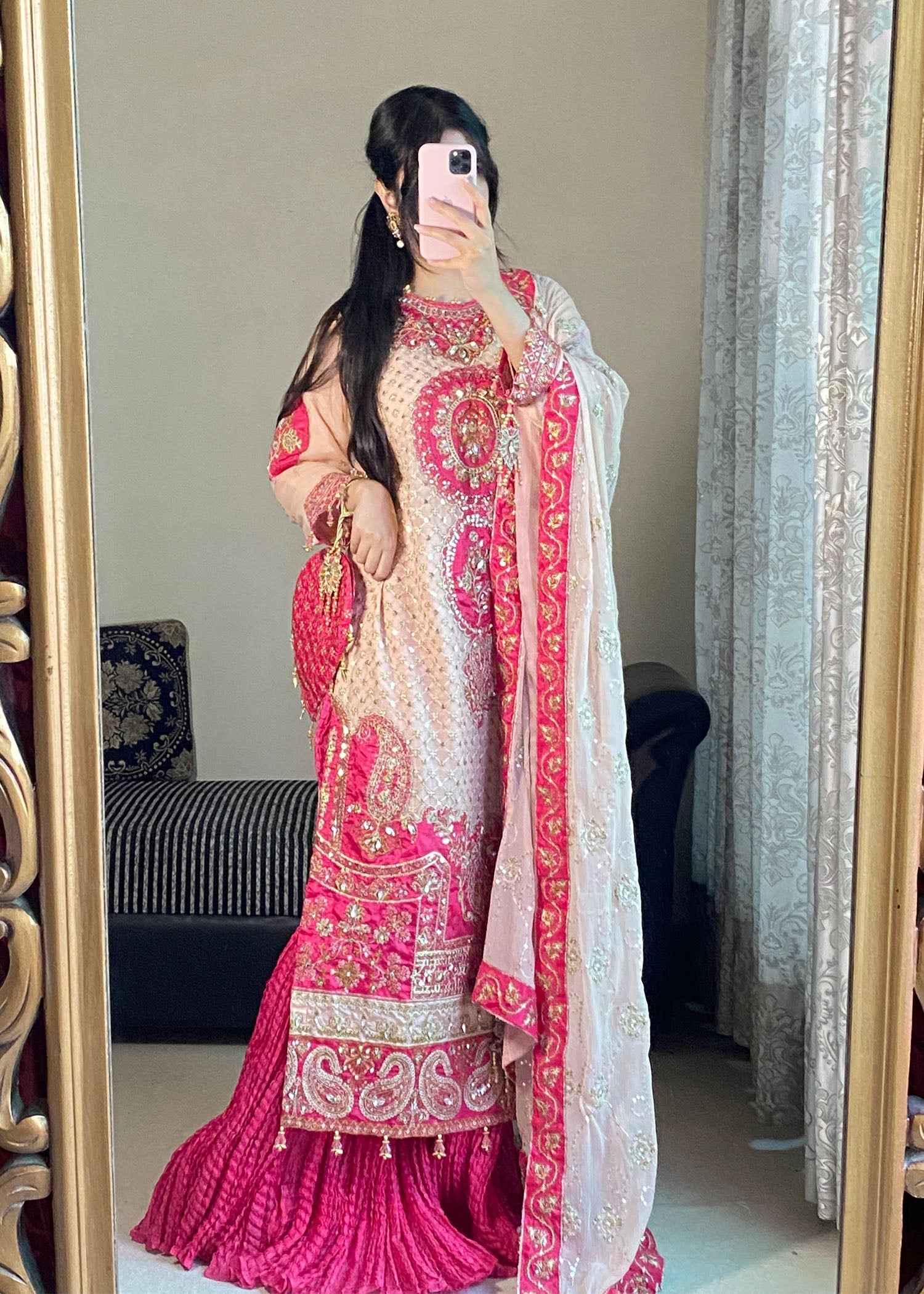 chiffon Sharara in Light pink