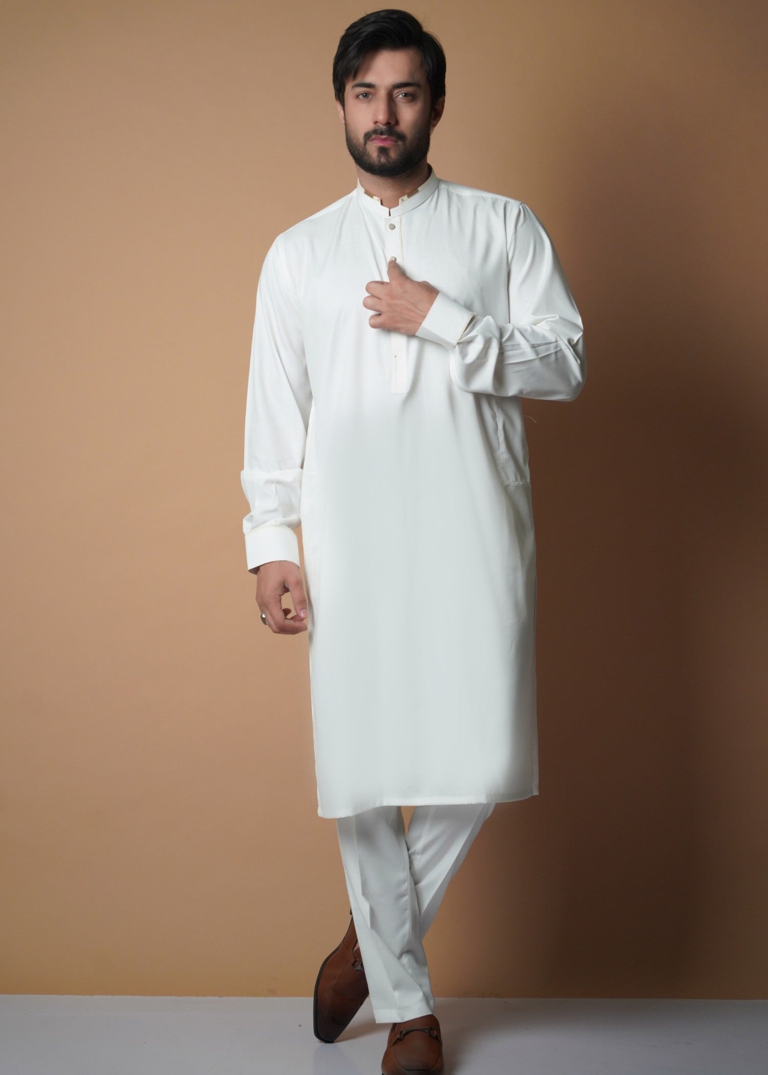 cotton viscose Kurta Set in White