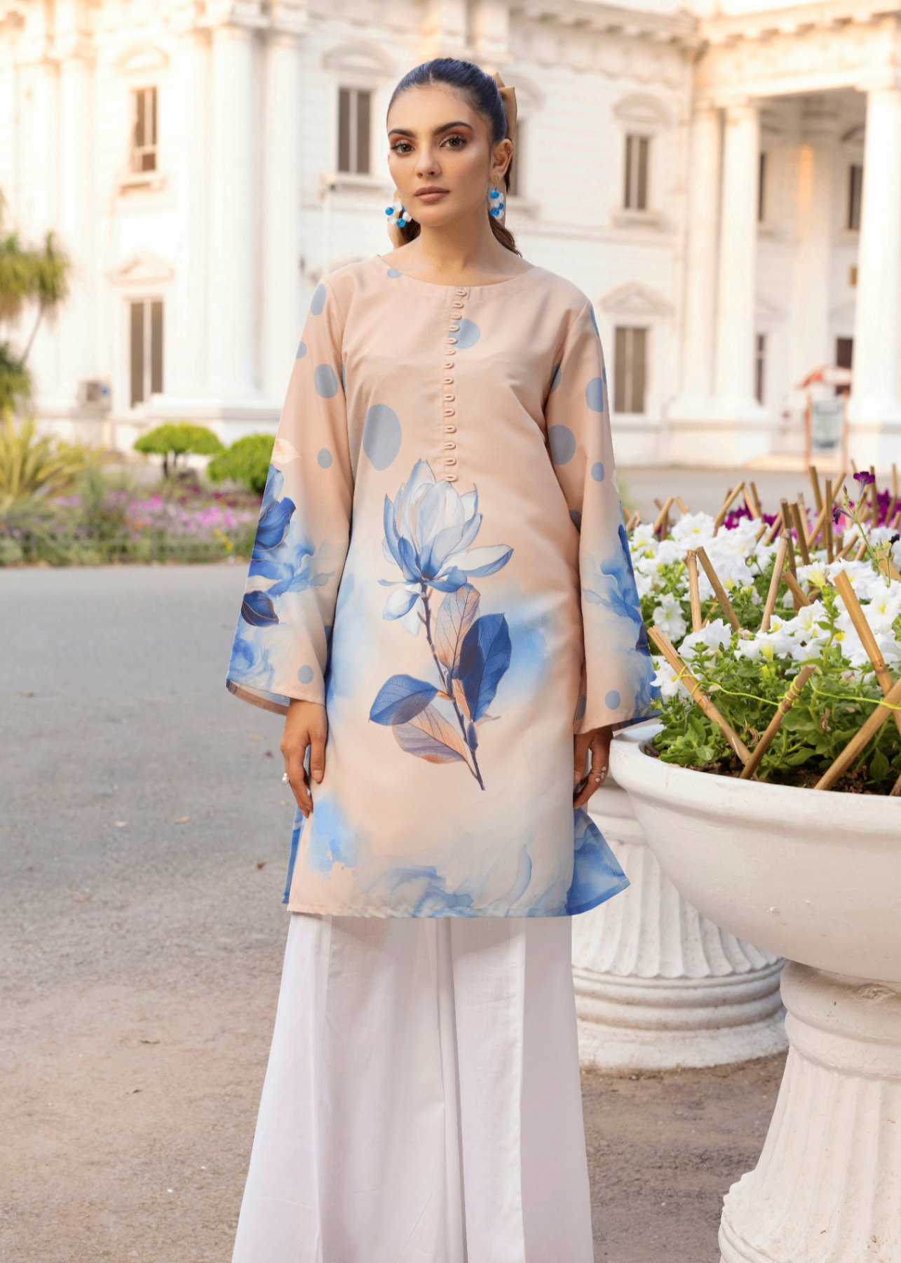 lawn Kurti in Peach pink