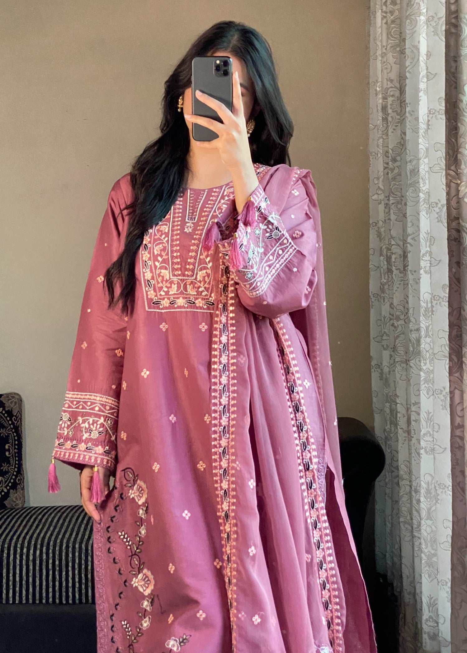 lawn Kurta Set in Pink