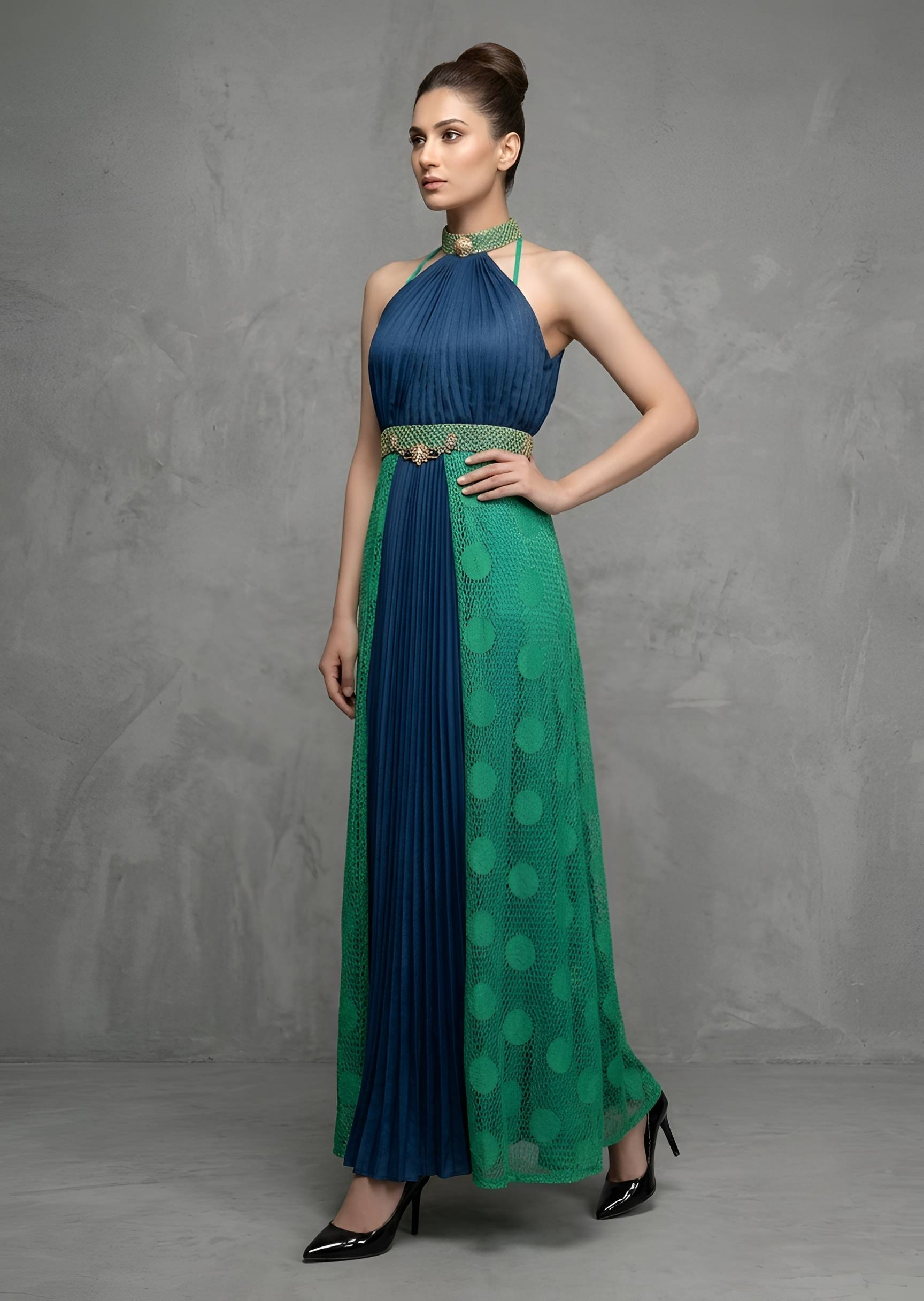 smoky georgette Maxi in Blue
