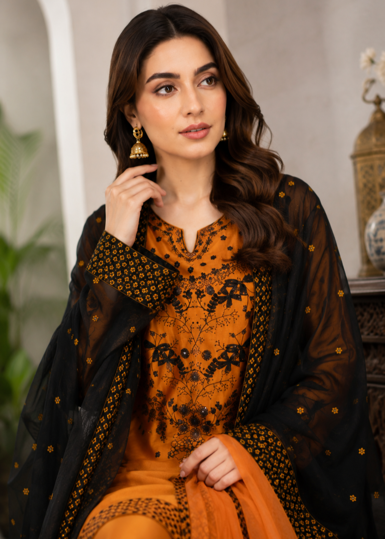 viscose Gown in Orange