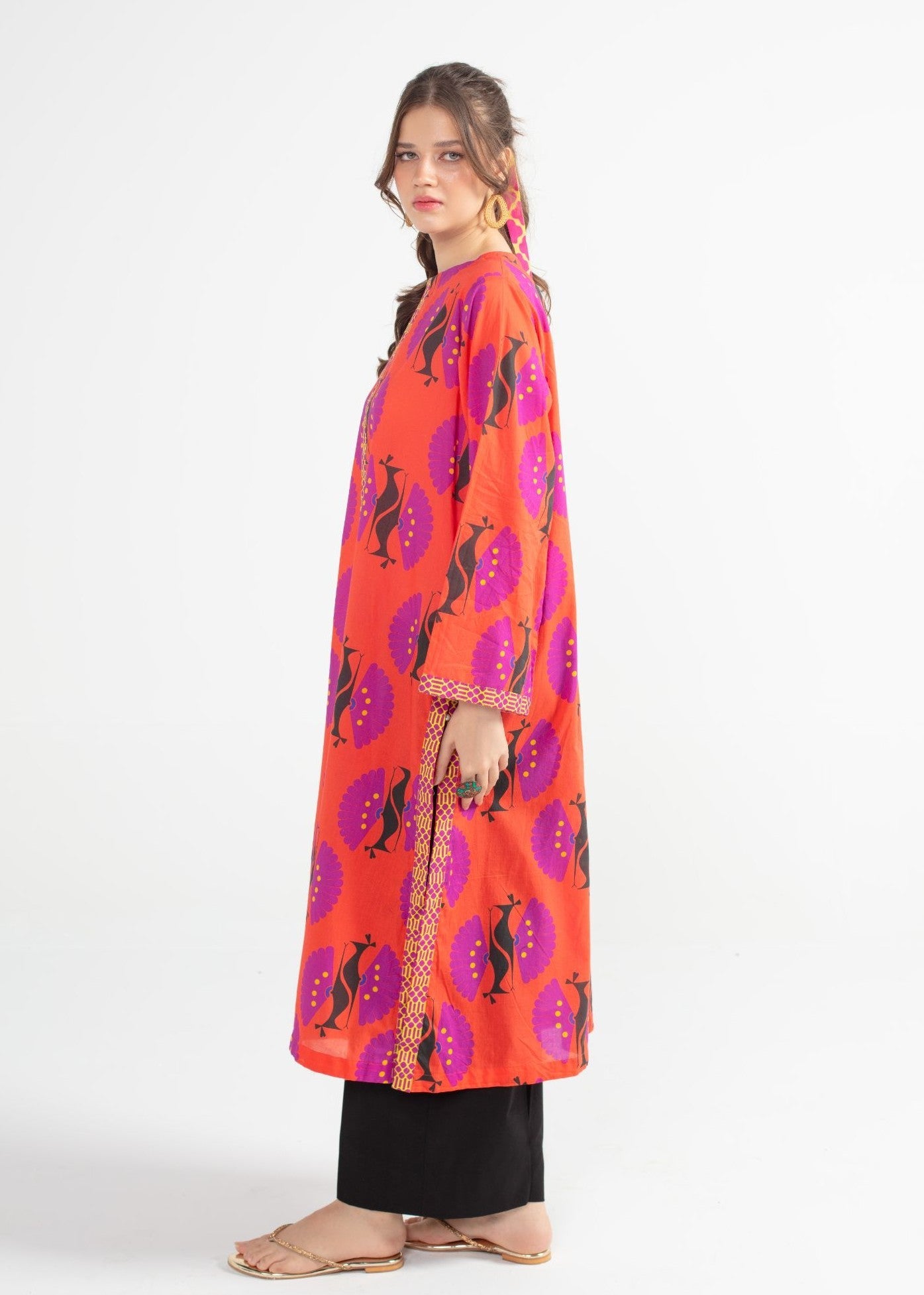 cambric Kurti in Orange