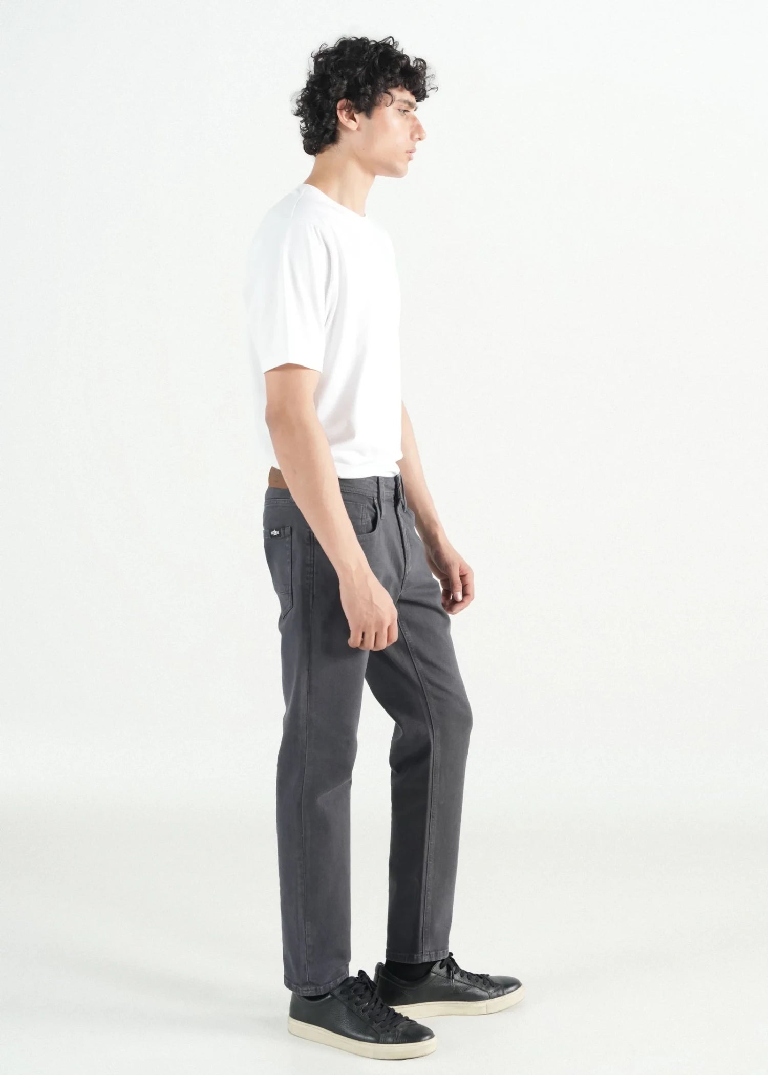 twill cotton Pants in Dark grey