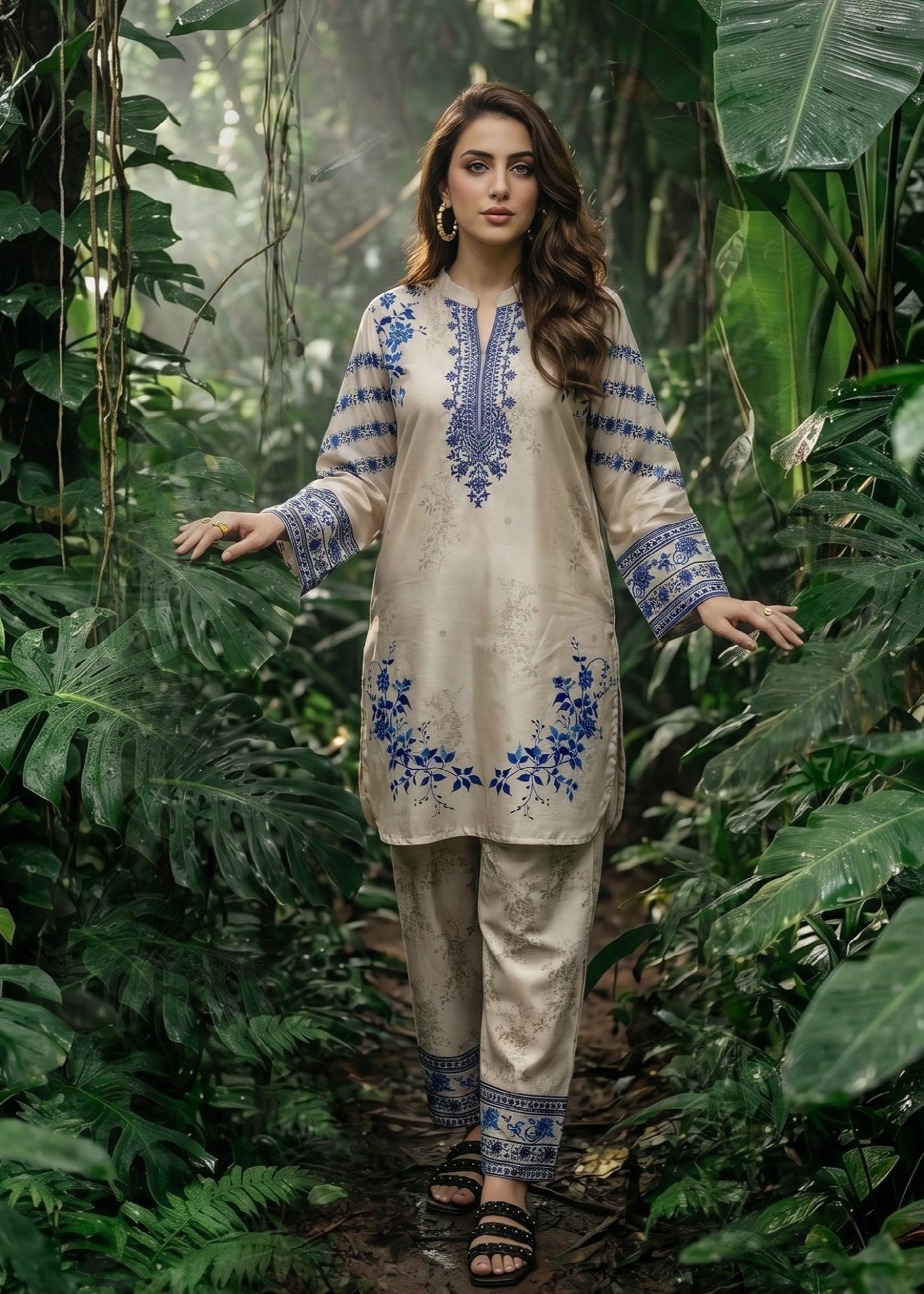 slub lawn Co Ord Sets in White