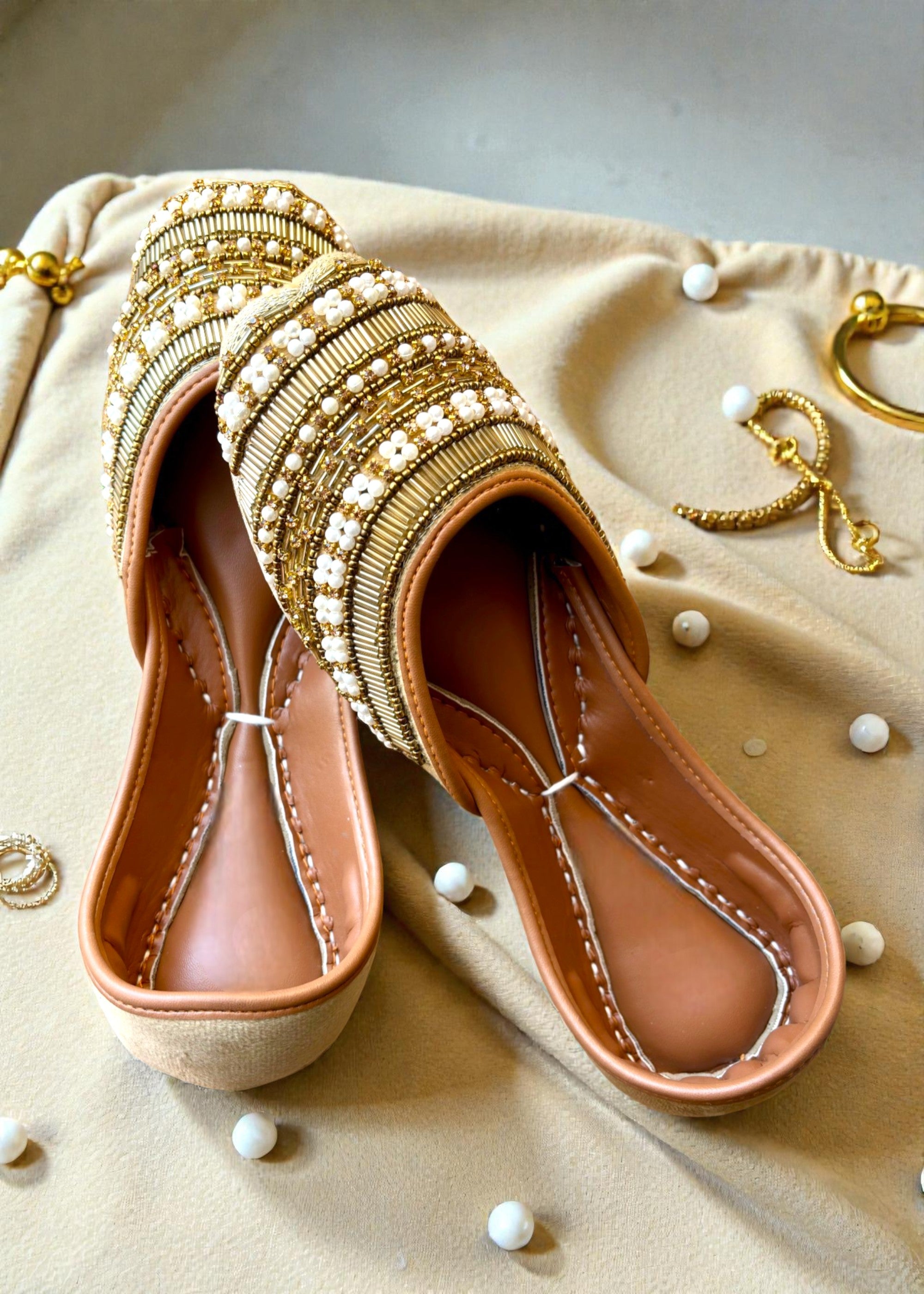 Khussa in Champagne by - High Quality Women Khussa BGZ8496