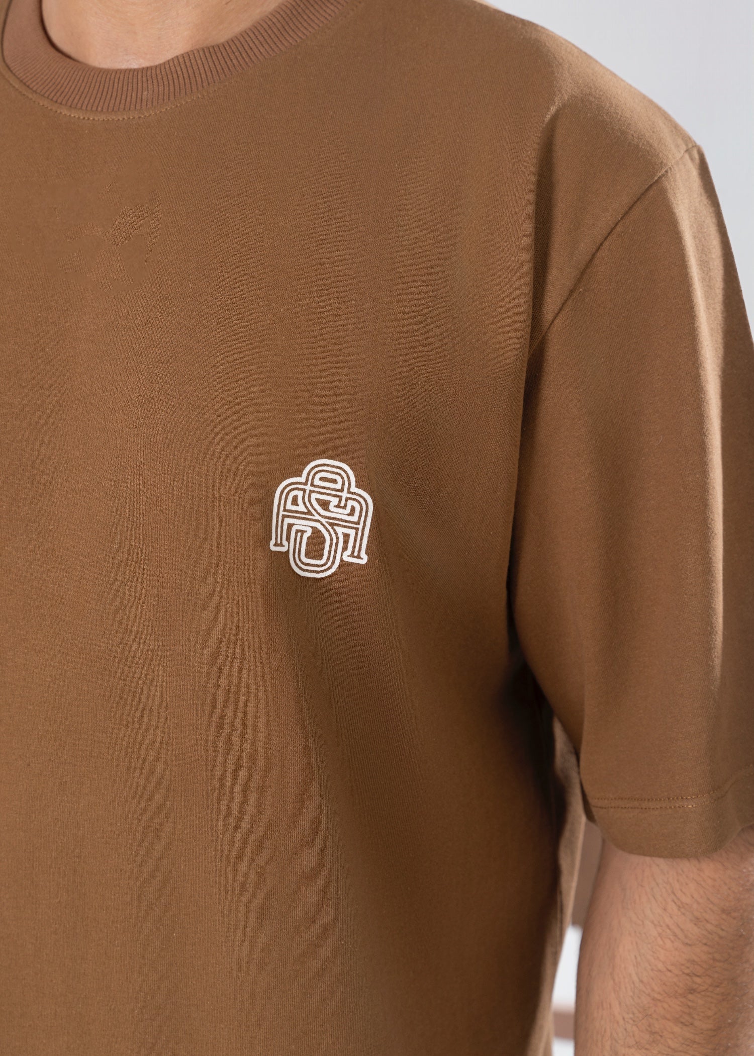 cotton jersey T Shirt in Hazelwood brown