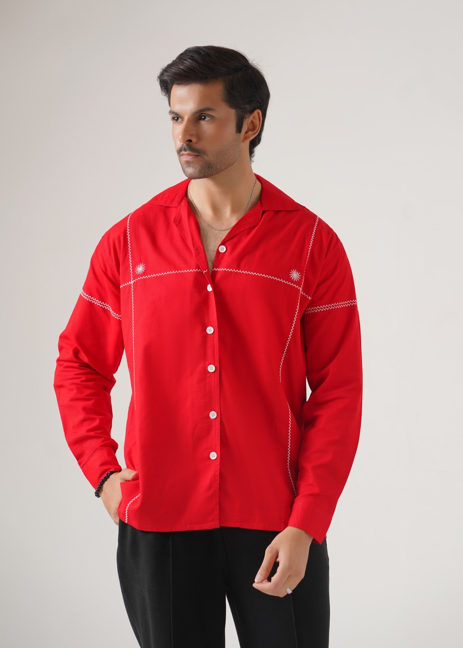 summer khaddar Casual Shirt in Red