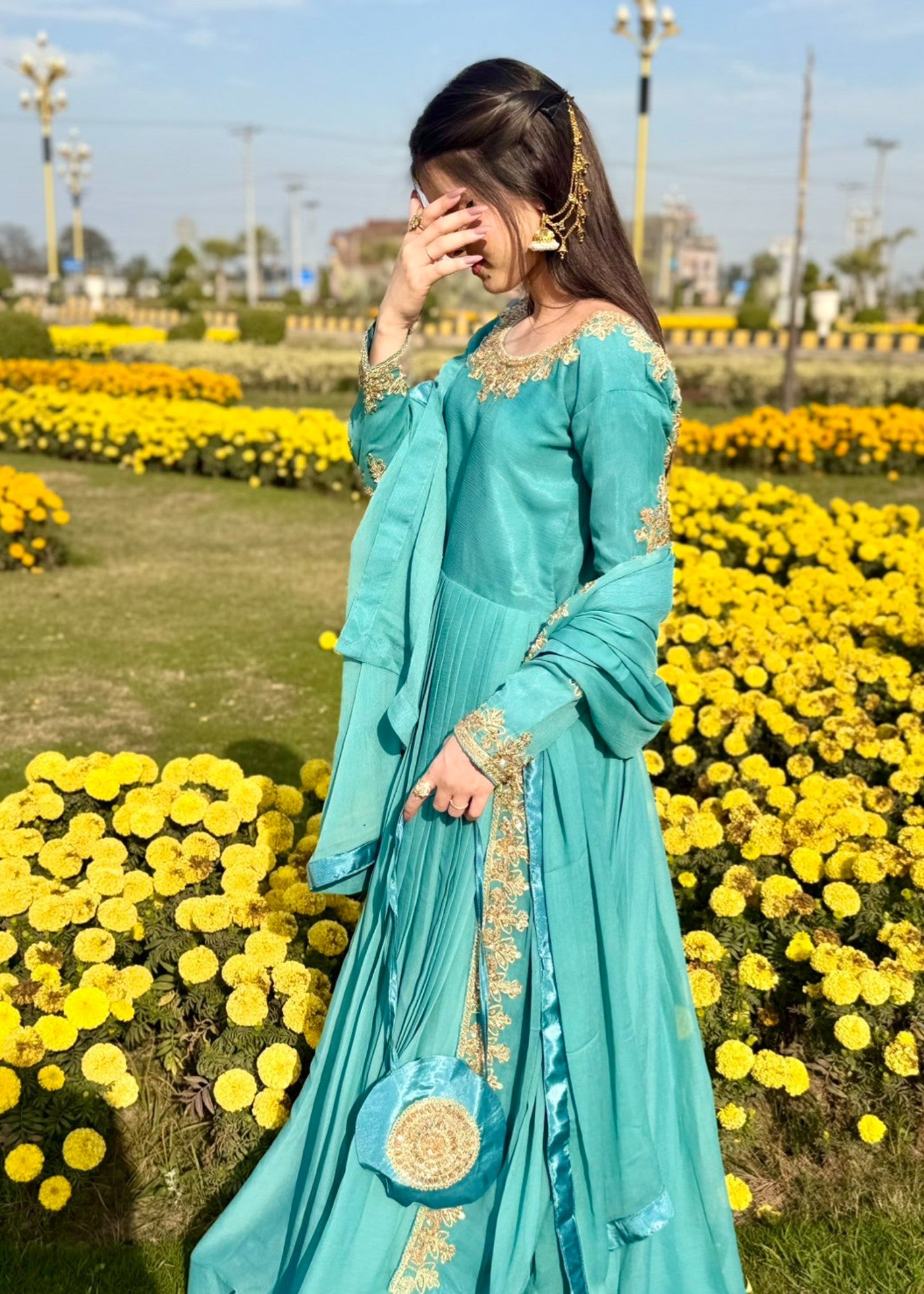 chiffon Maxi in Dark cyan