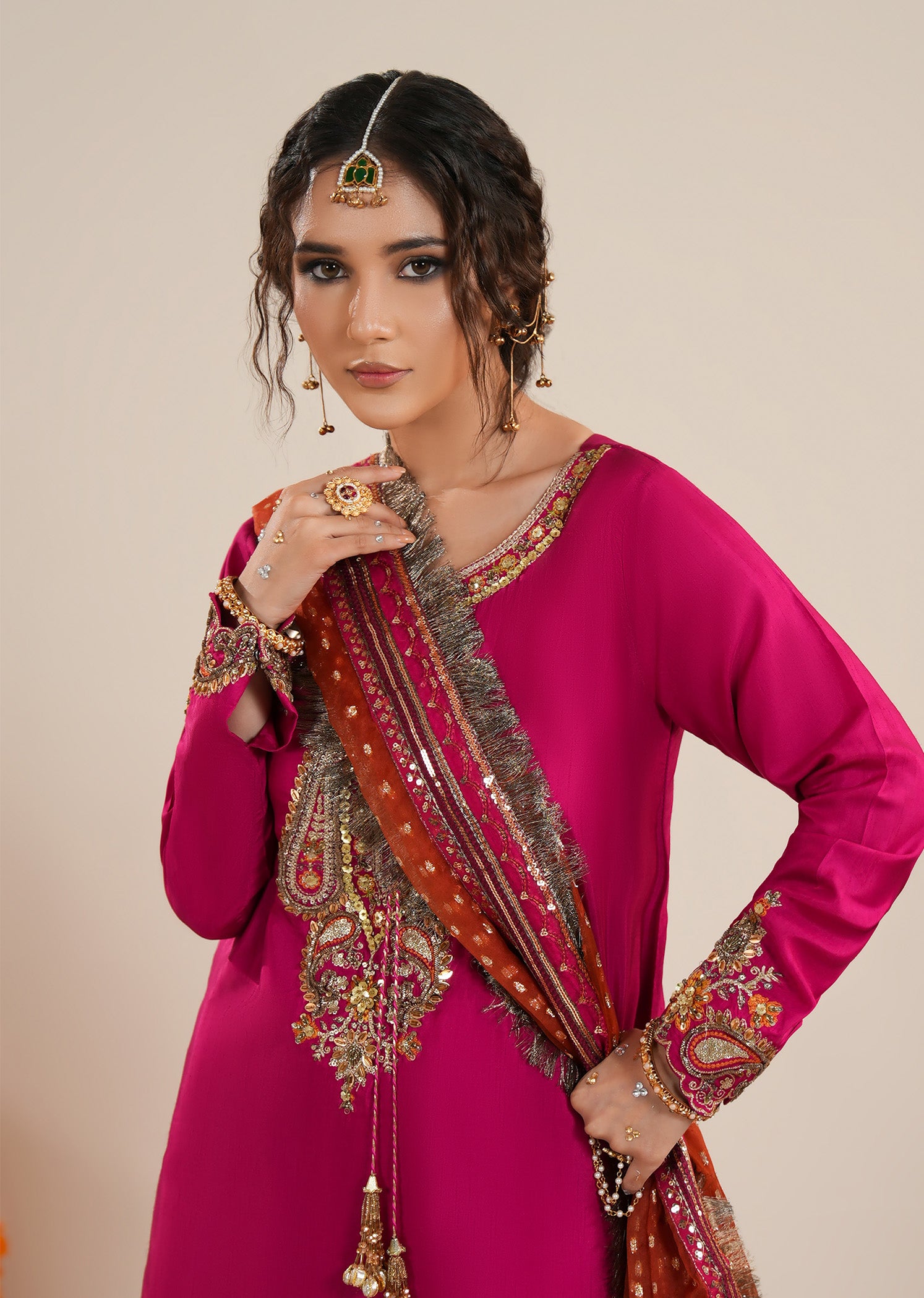 raw silk Sharara in Fuchsia