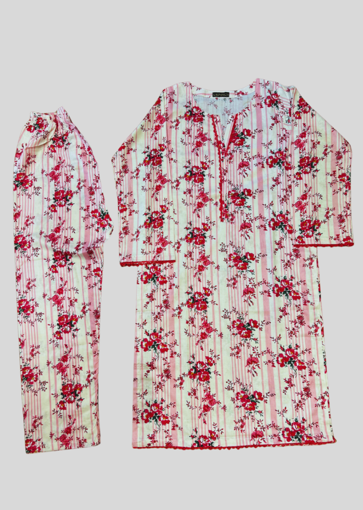 lawn Co Ord Sets in Pink lace, multi