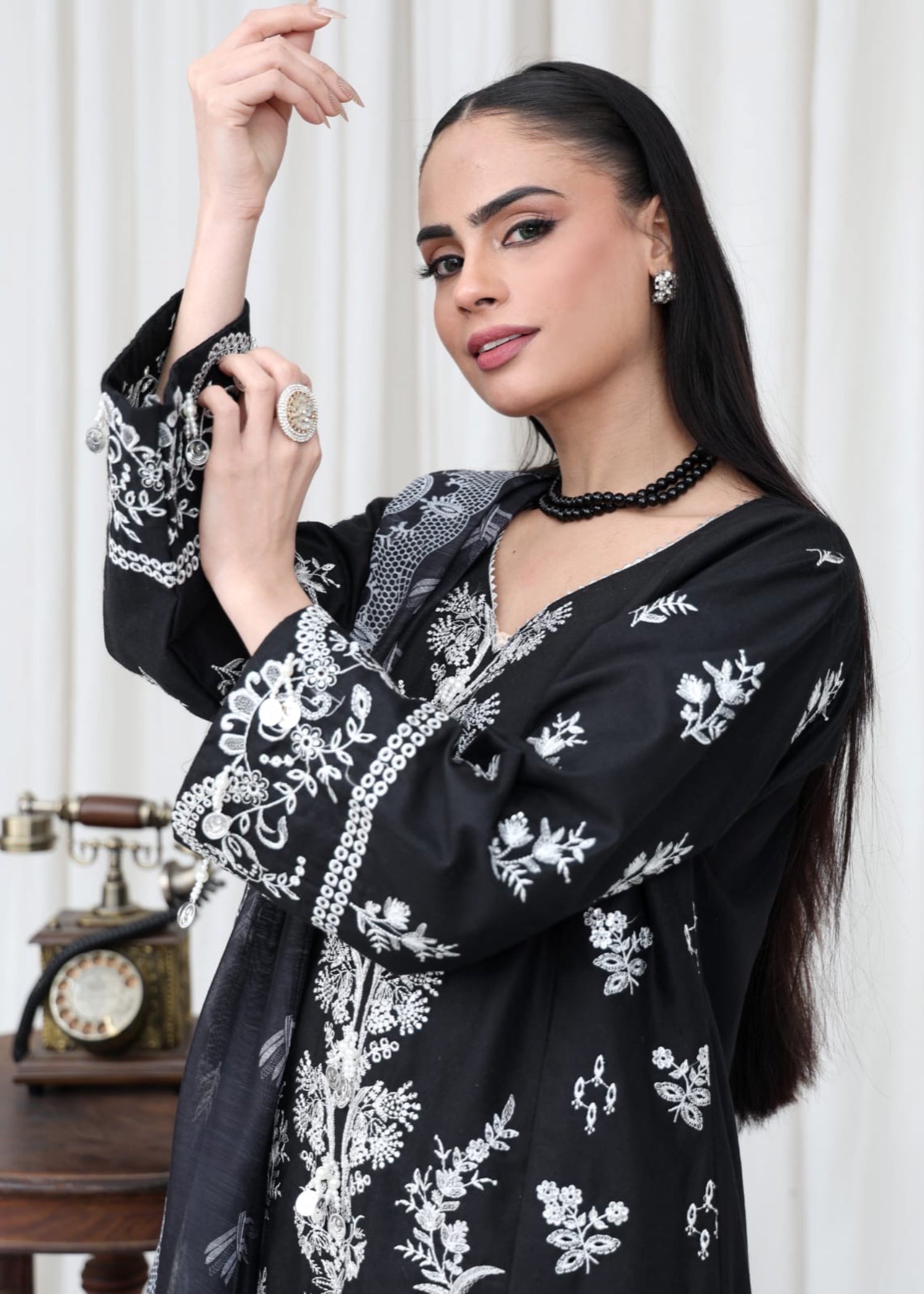 cotton krandi Kurta Set in Black