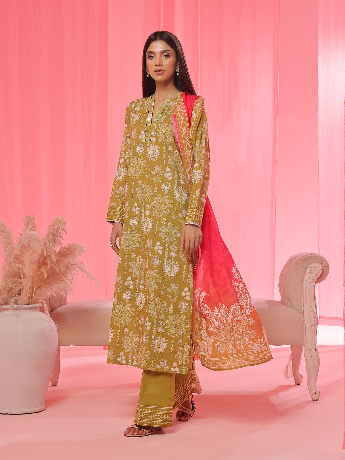 lawn Kurta Set in Green