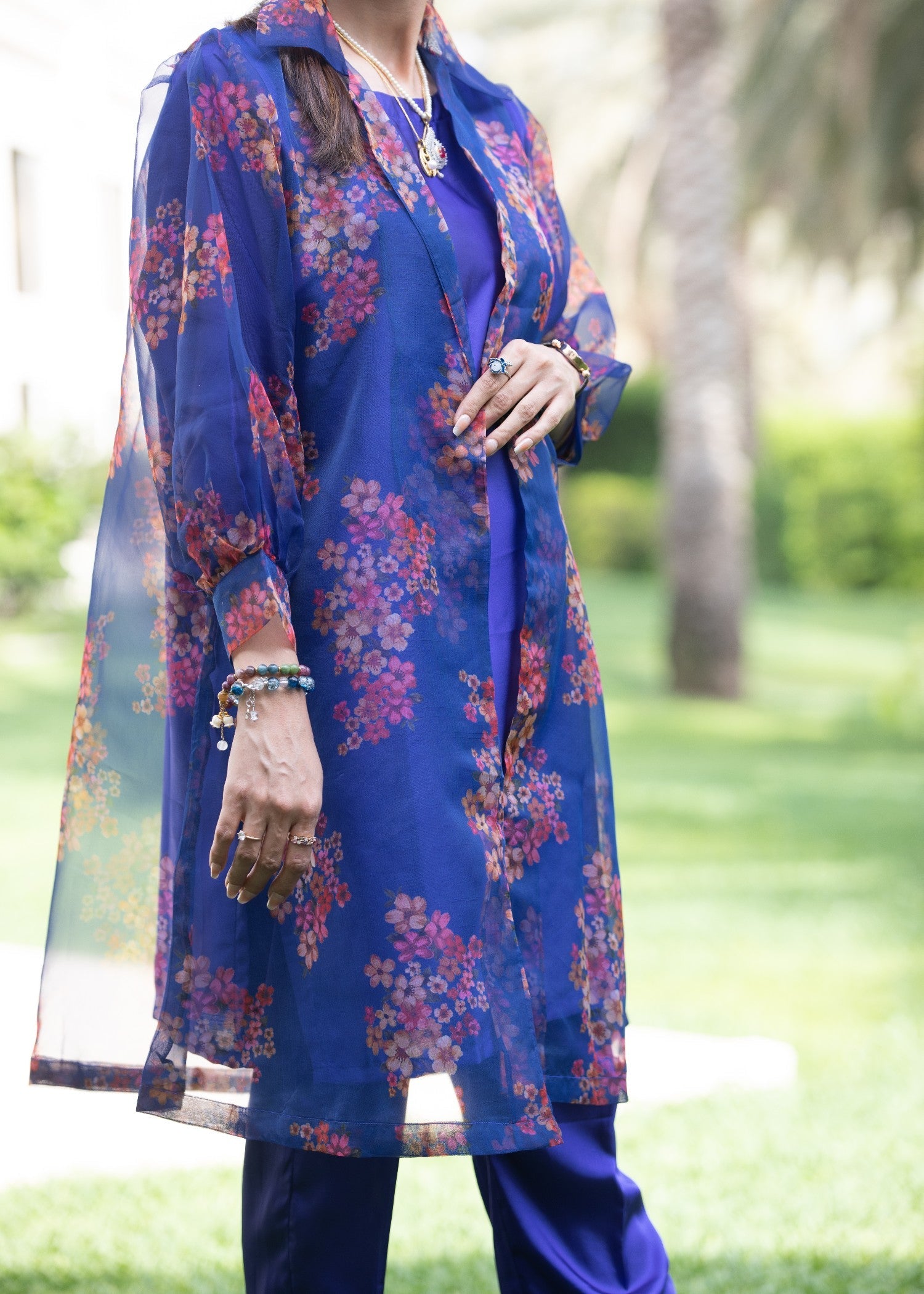 silk Gown in Dark blue