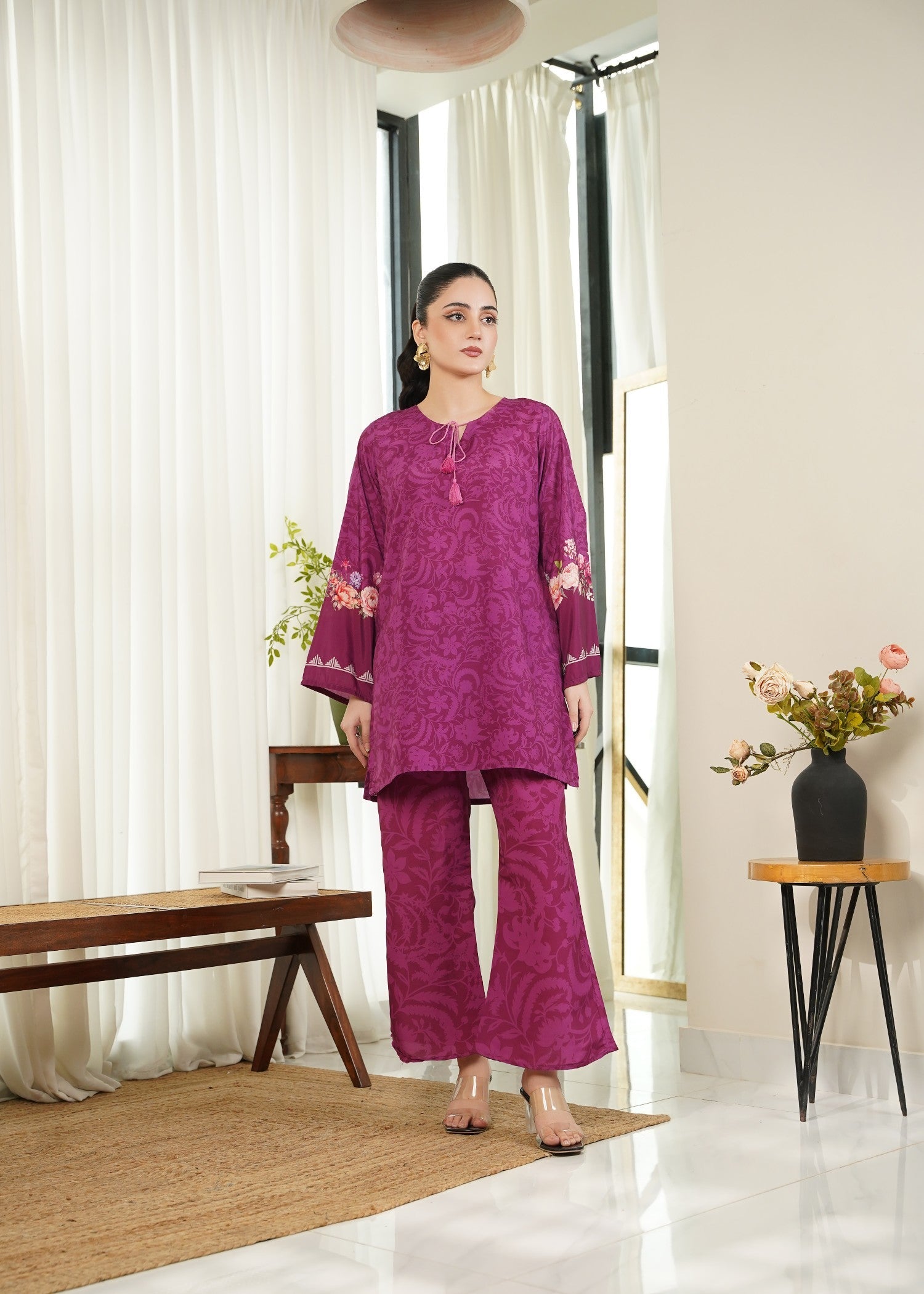 cambric Co Ord Sets in Plum purple