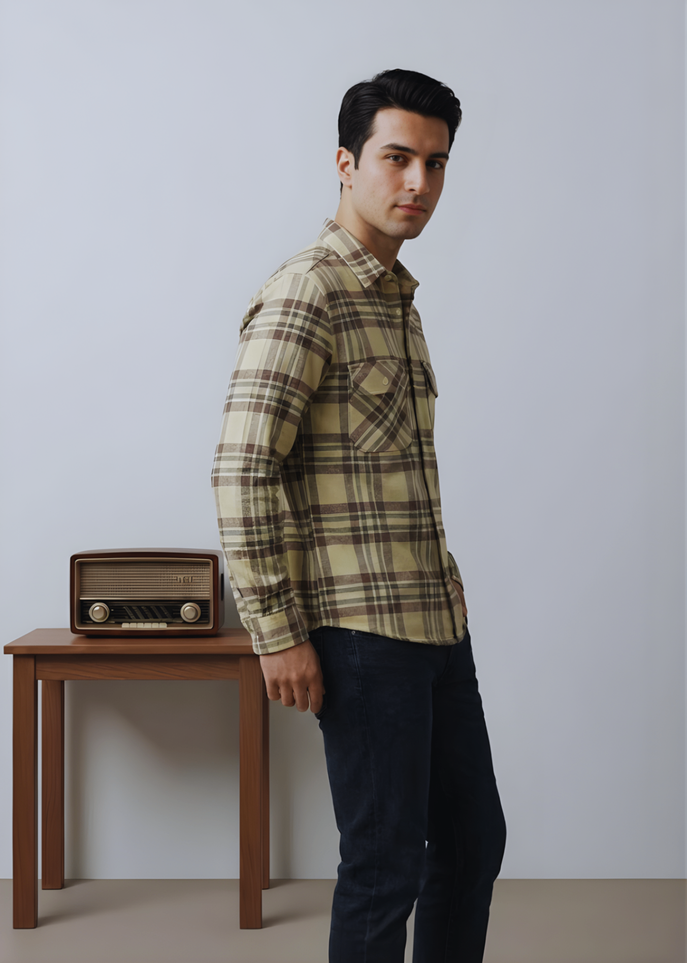 flannel Casual Shirt in Multi, yellow