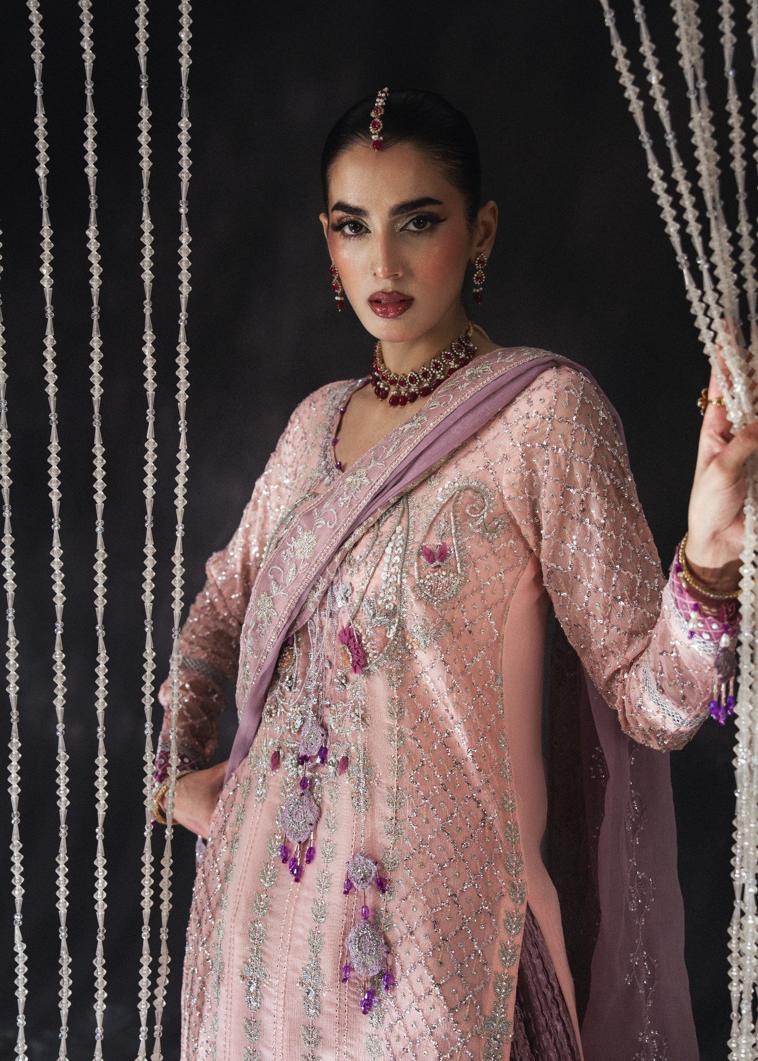 chiffon Sharara in Tea rose pink