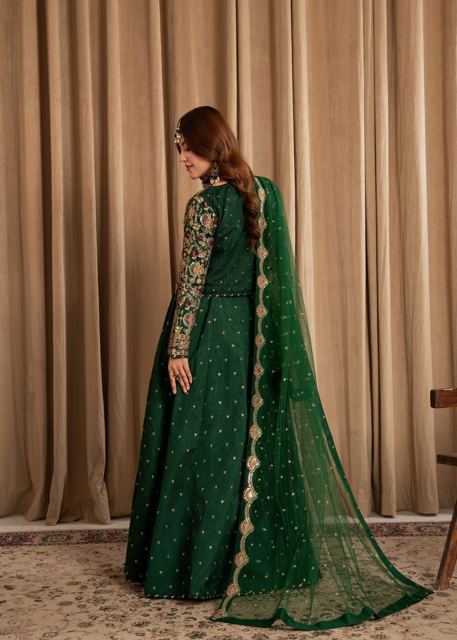raw silk Lehenga in Green