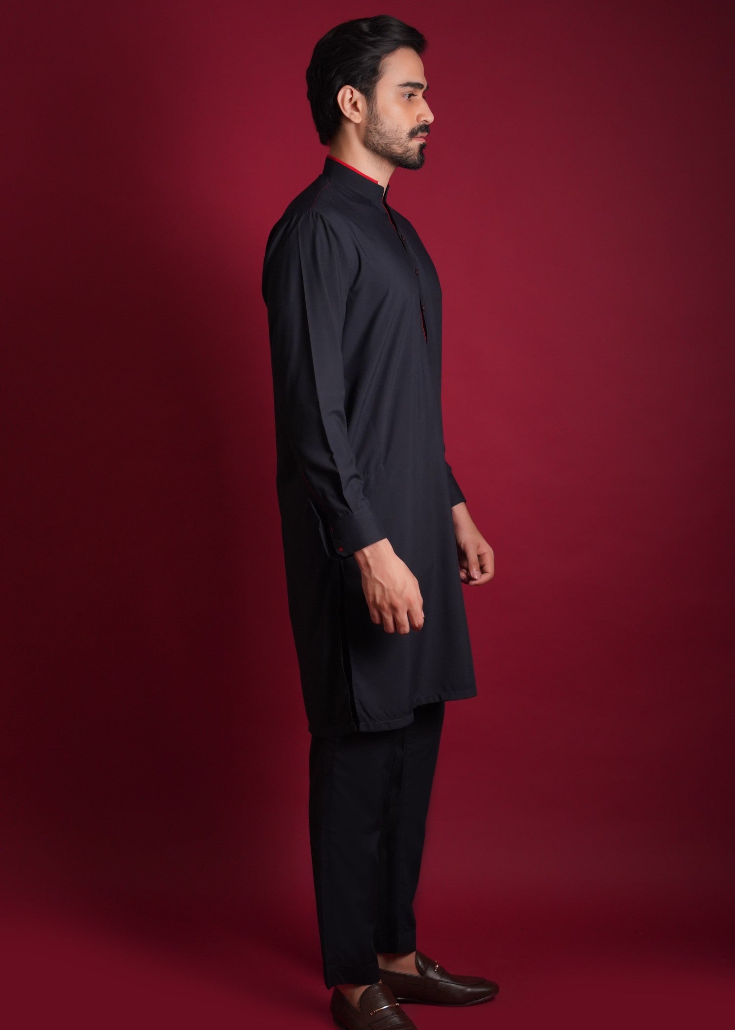 cotton viscose Kurta Set in Navy blue