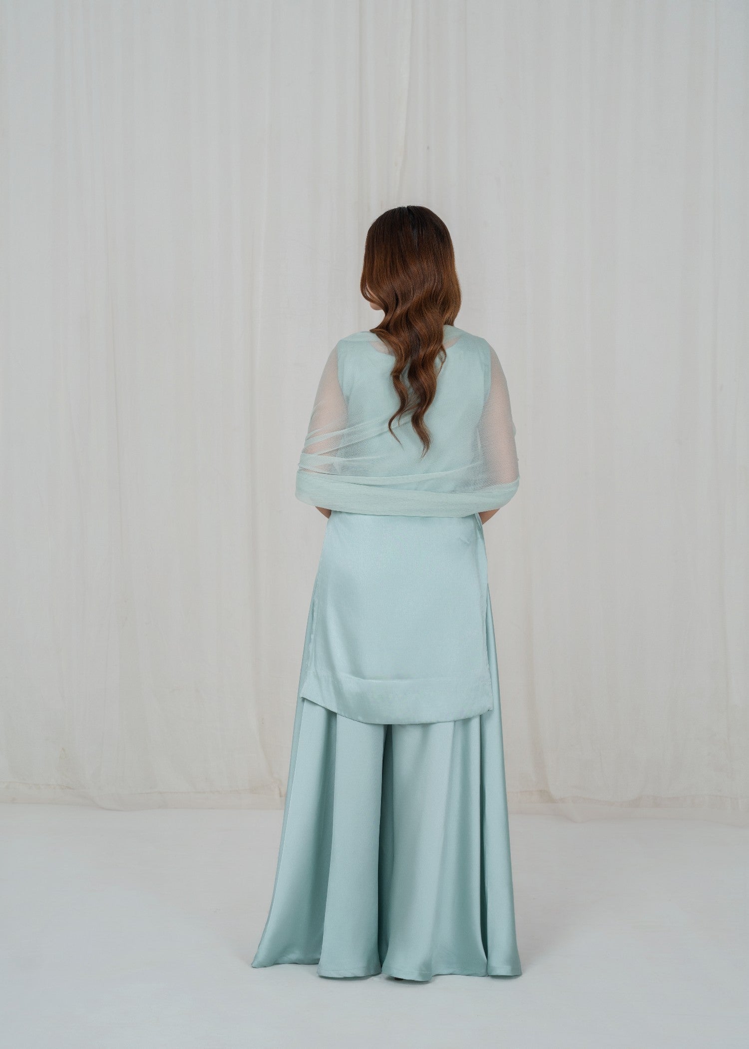 poly silk Sharara in Cloud blue