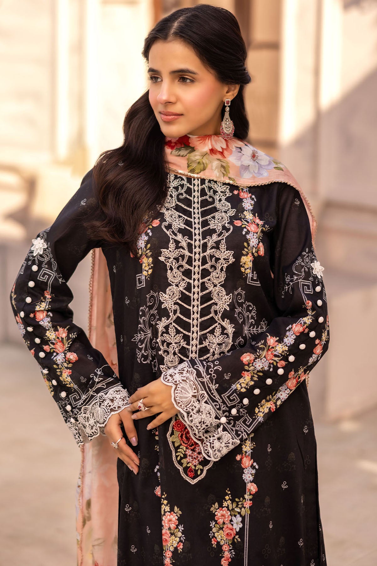 lawn Kurta Set in Chocolate brown