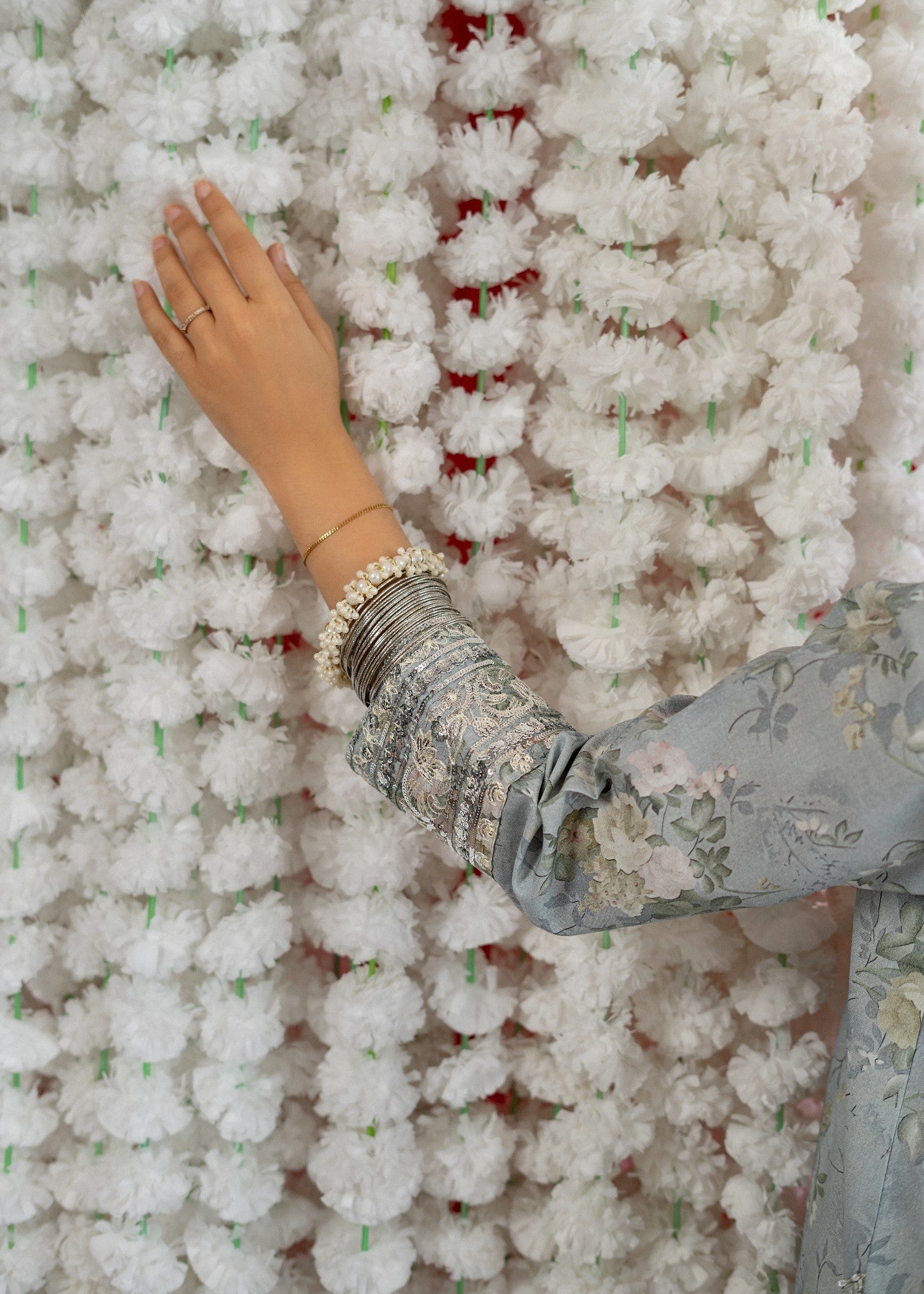 lawn Kurta Set in Off-white, light blue