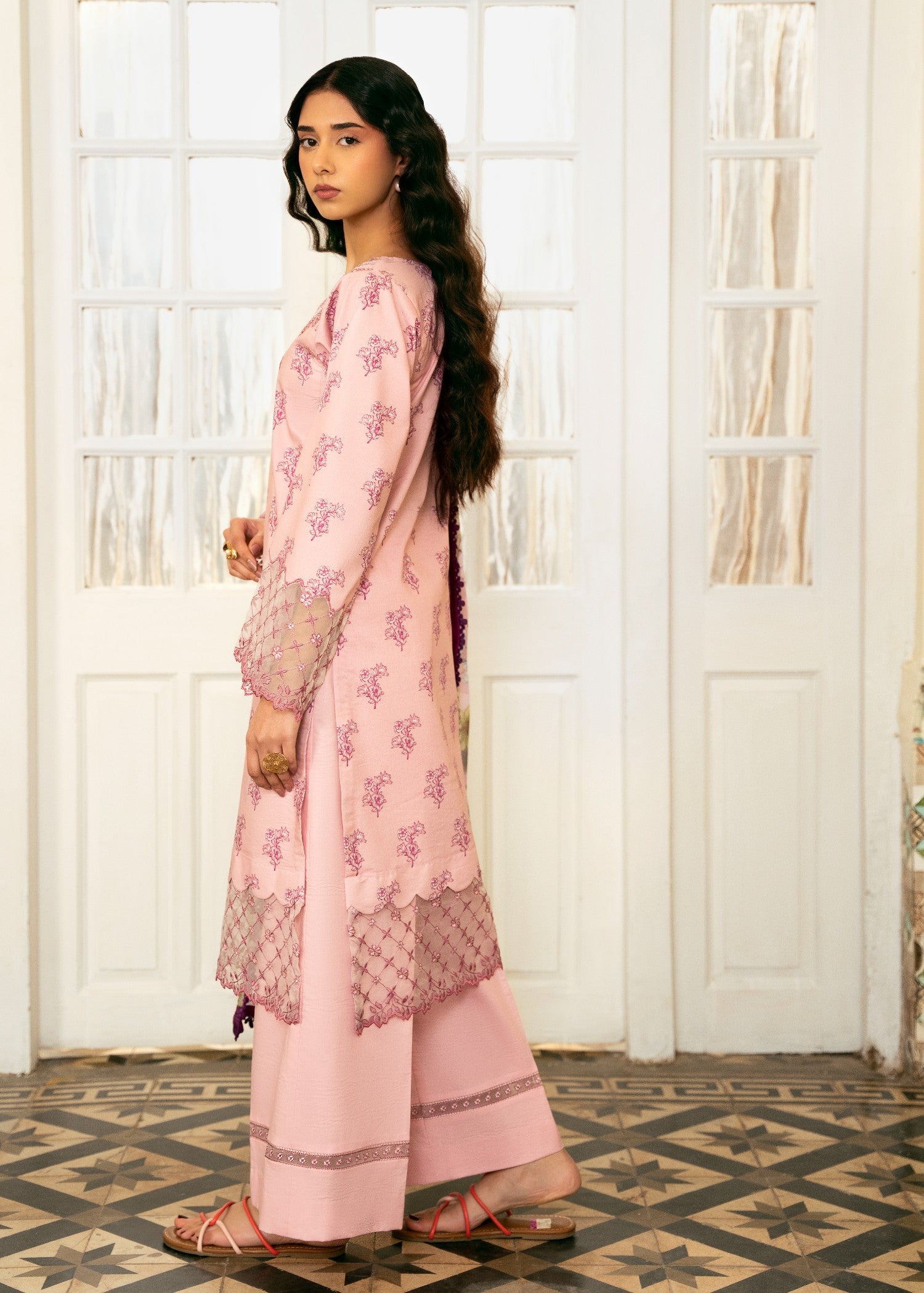 pure cotton Unstitched in Pink