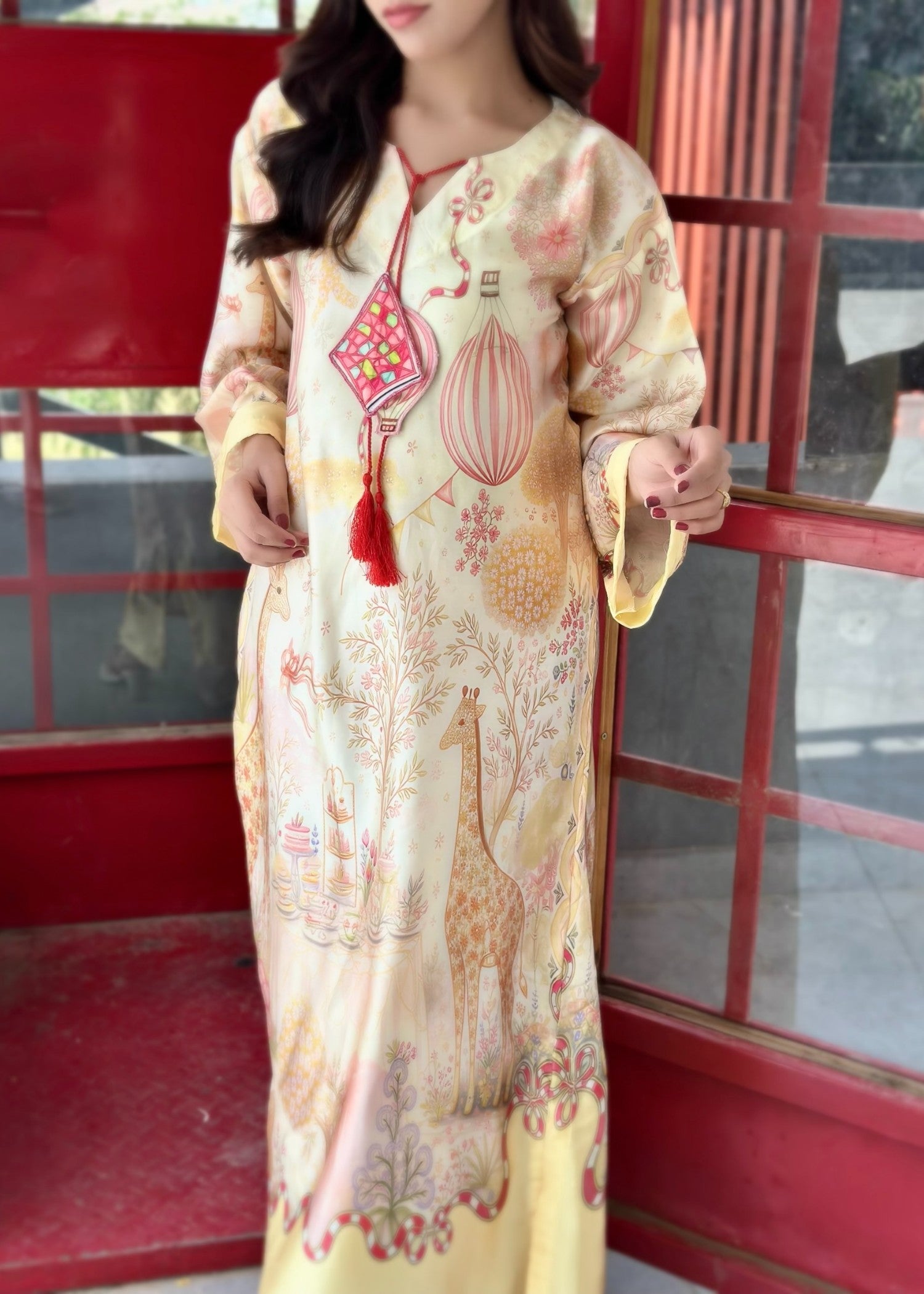 pk charmuse silk Kaftan in Butter