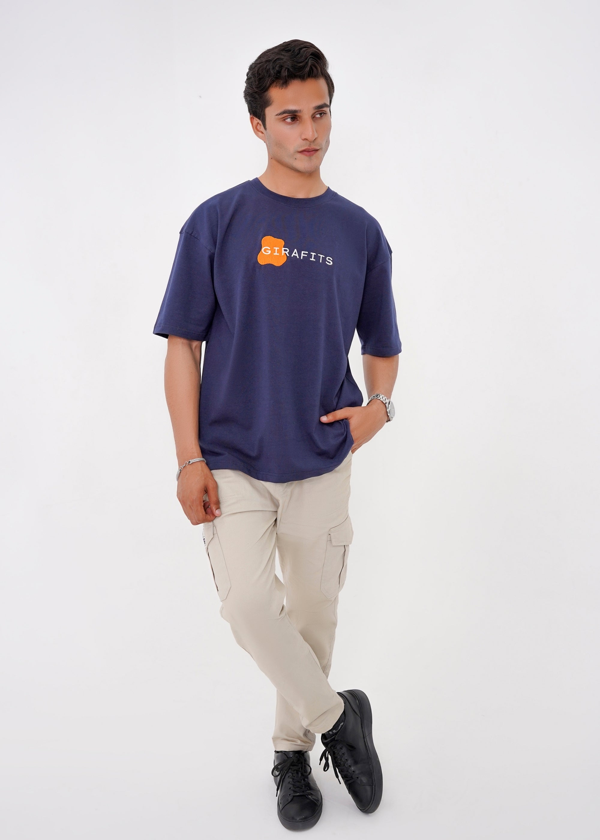 spandex T Shirt in Navy blue