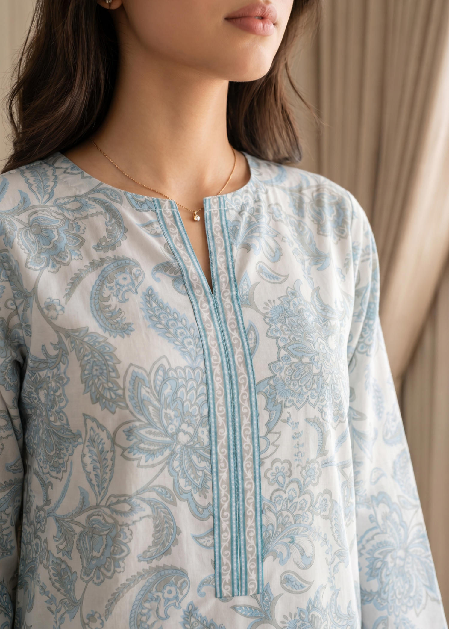 lawn Kurti in White