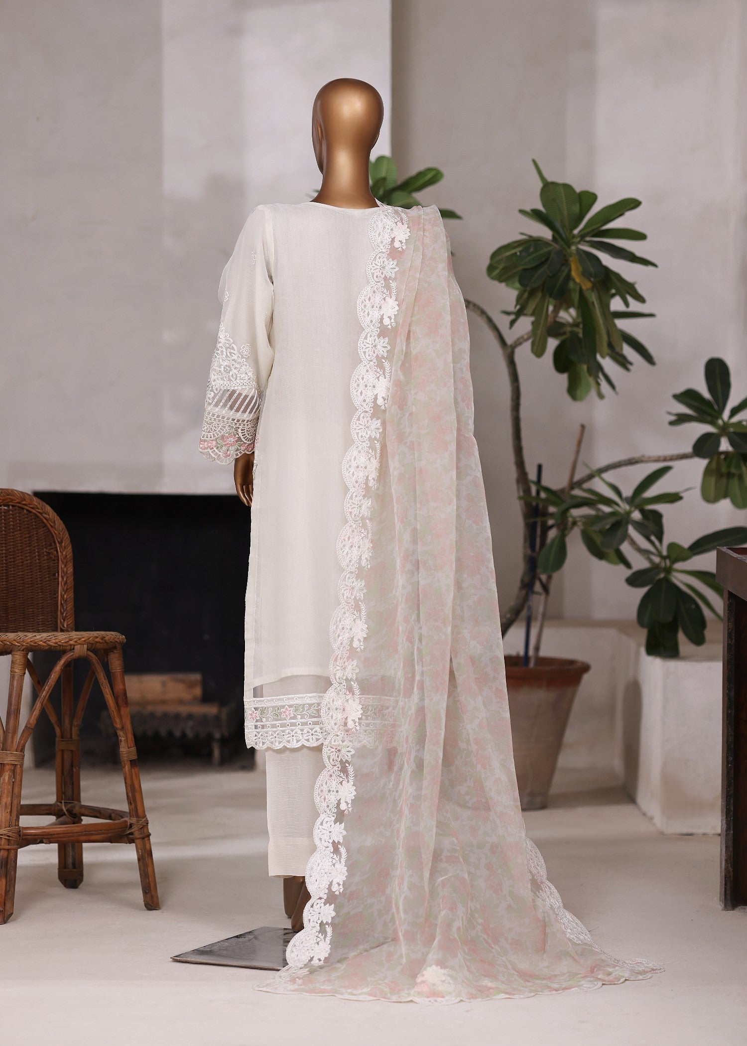 organza Kurta Set in Off-white