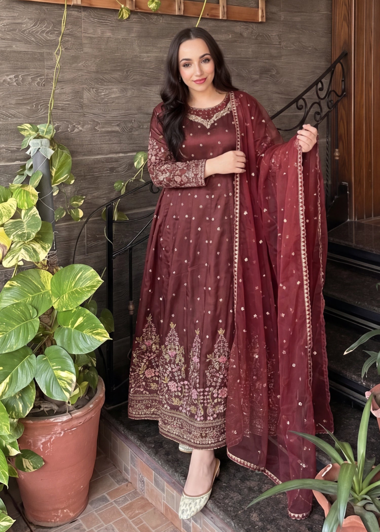 silk Maxi in Maroon