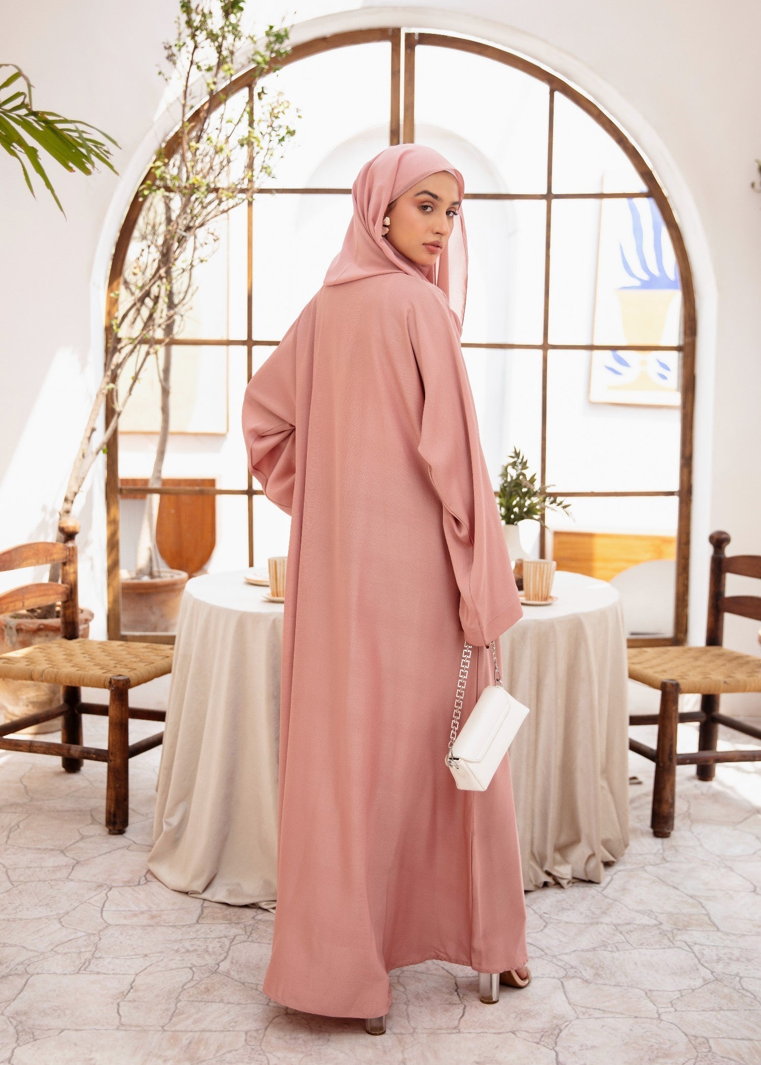 nidha Abaya in Blush pink