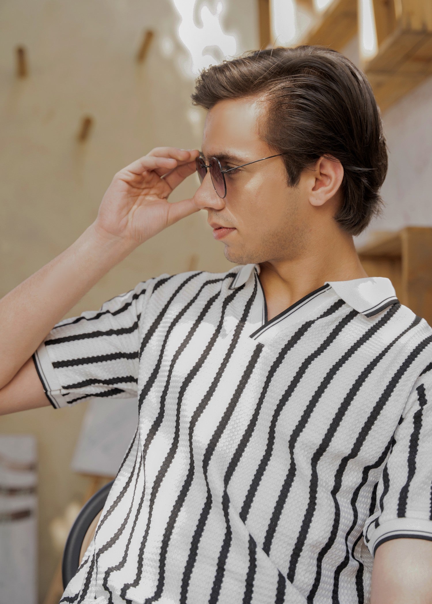 jersey knit Polo Shirt in Ivory, white
