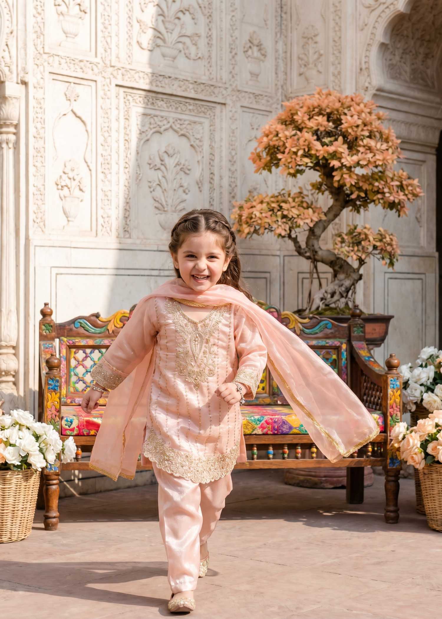 tissue silk Kurta Set in Rose pink