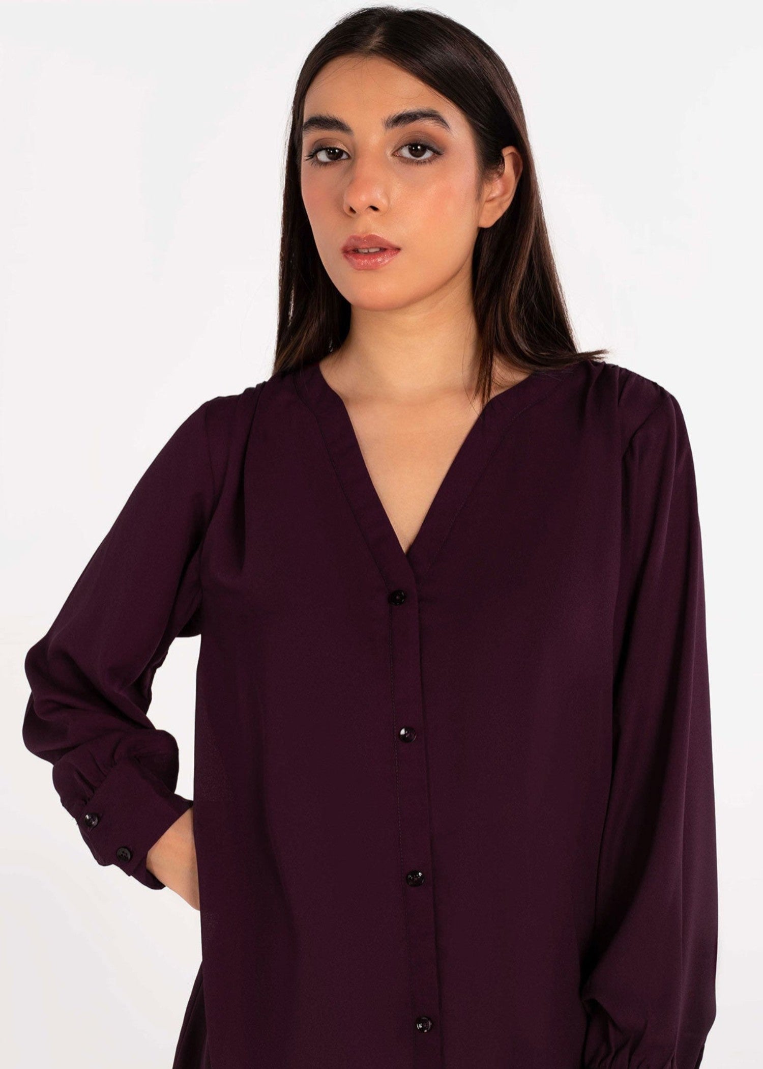 georgette Top in Plum purple