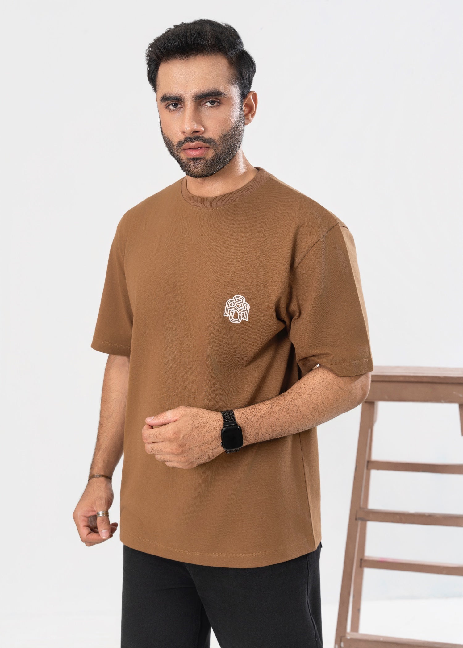cotton jersey T Shirt in Hazelwood brown