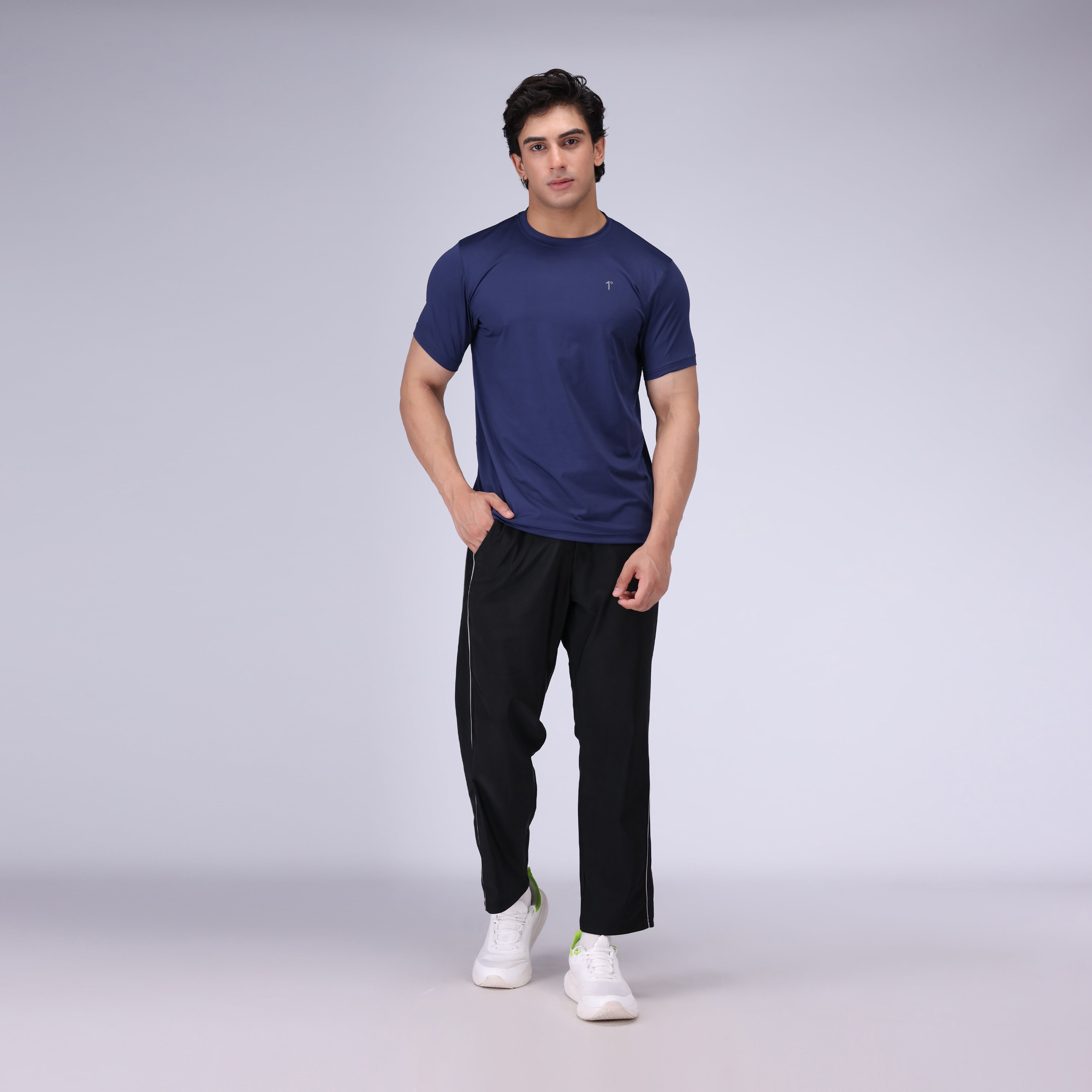 twill cotton T Shirt in Navy blue
