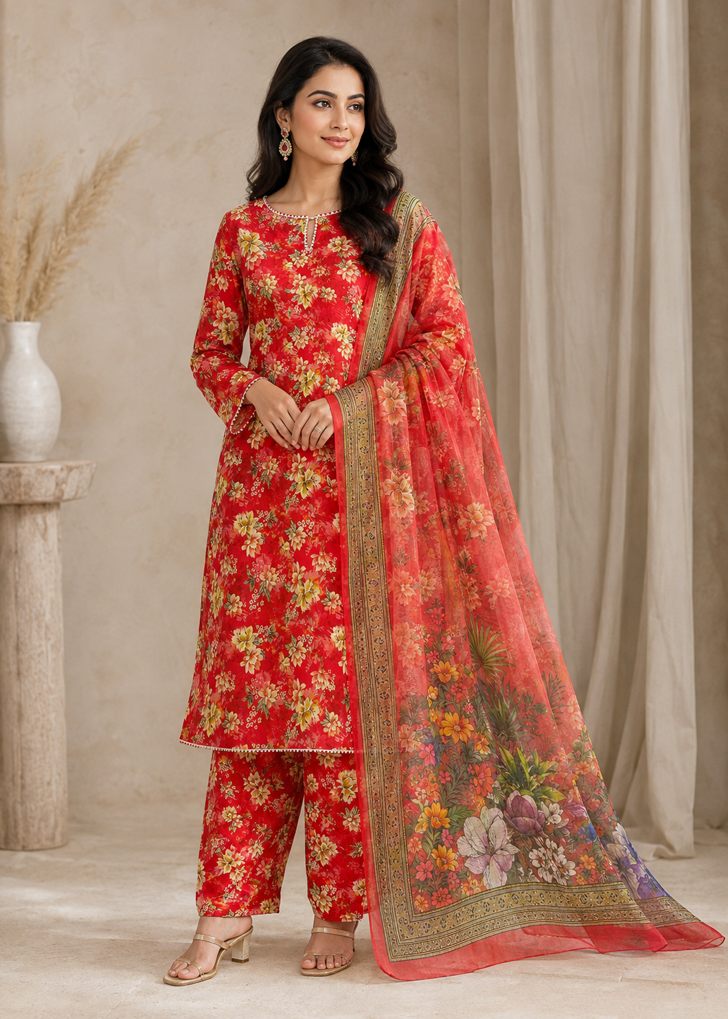 swiss lawn Unstitched in Scarlet