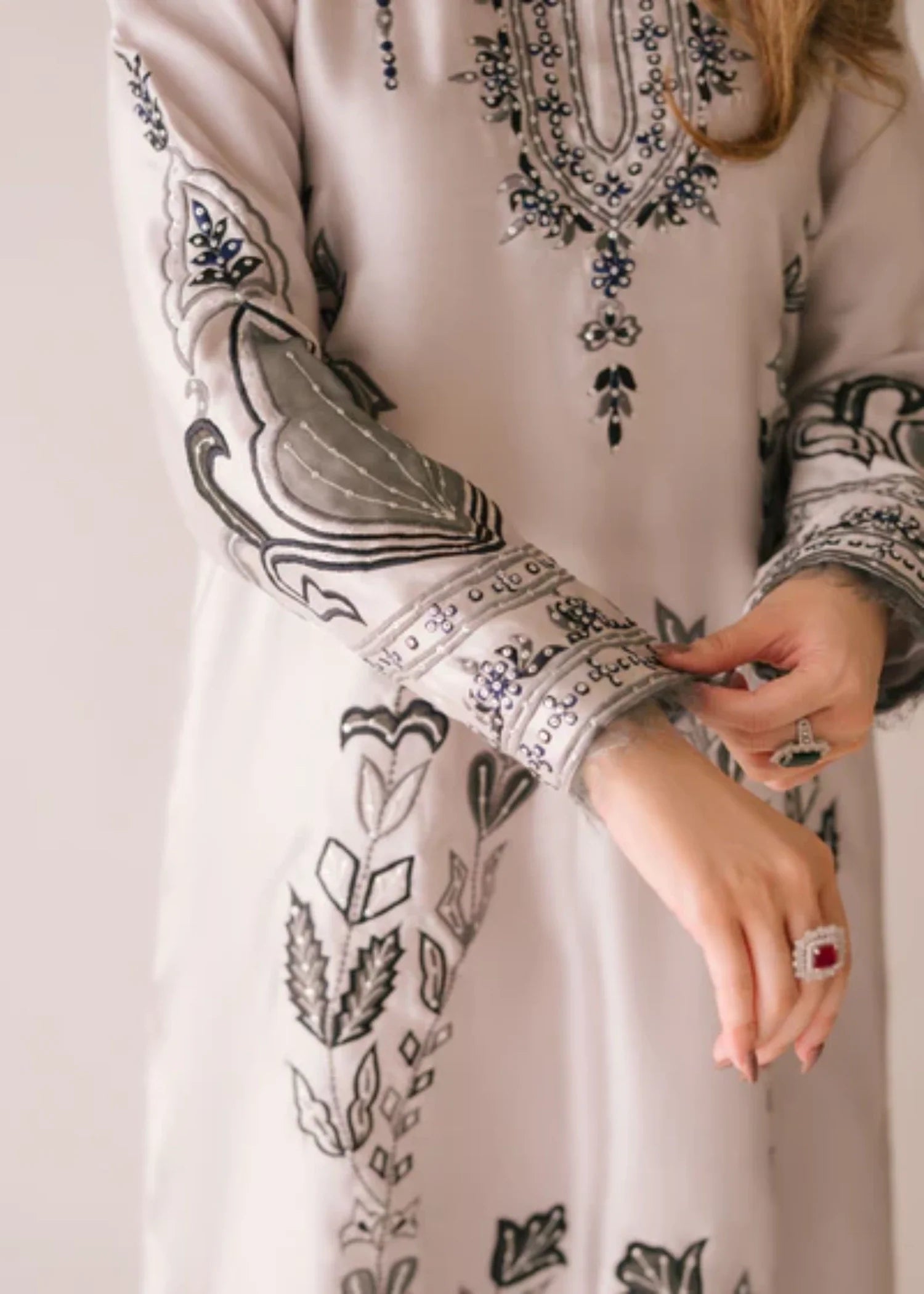 silk Kaftan in Pastel grey