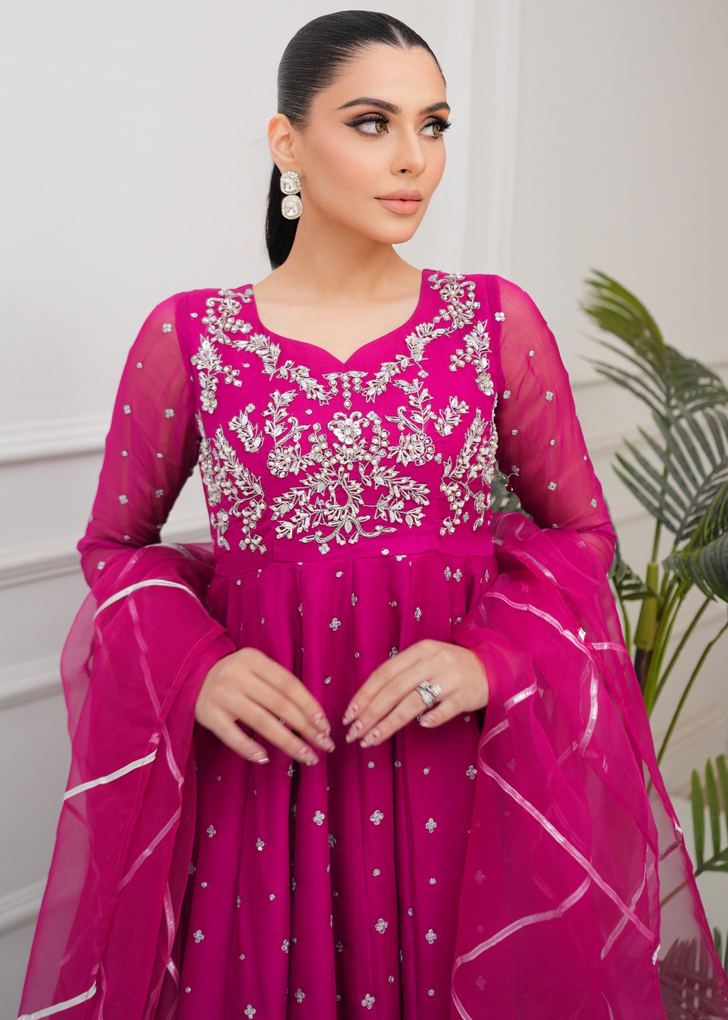 chiffon Lehenga in Bubblegum pink