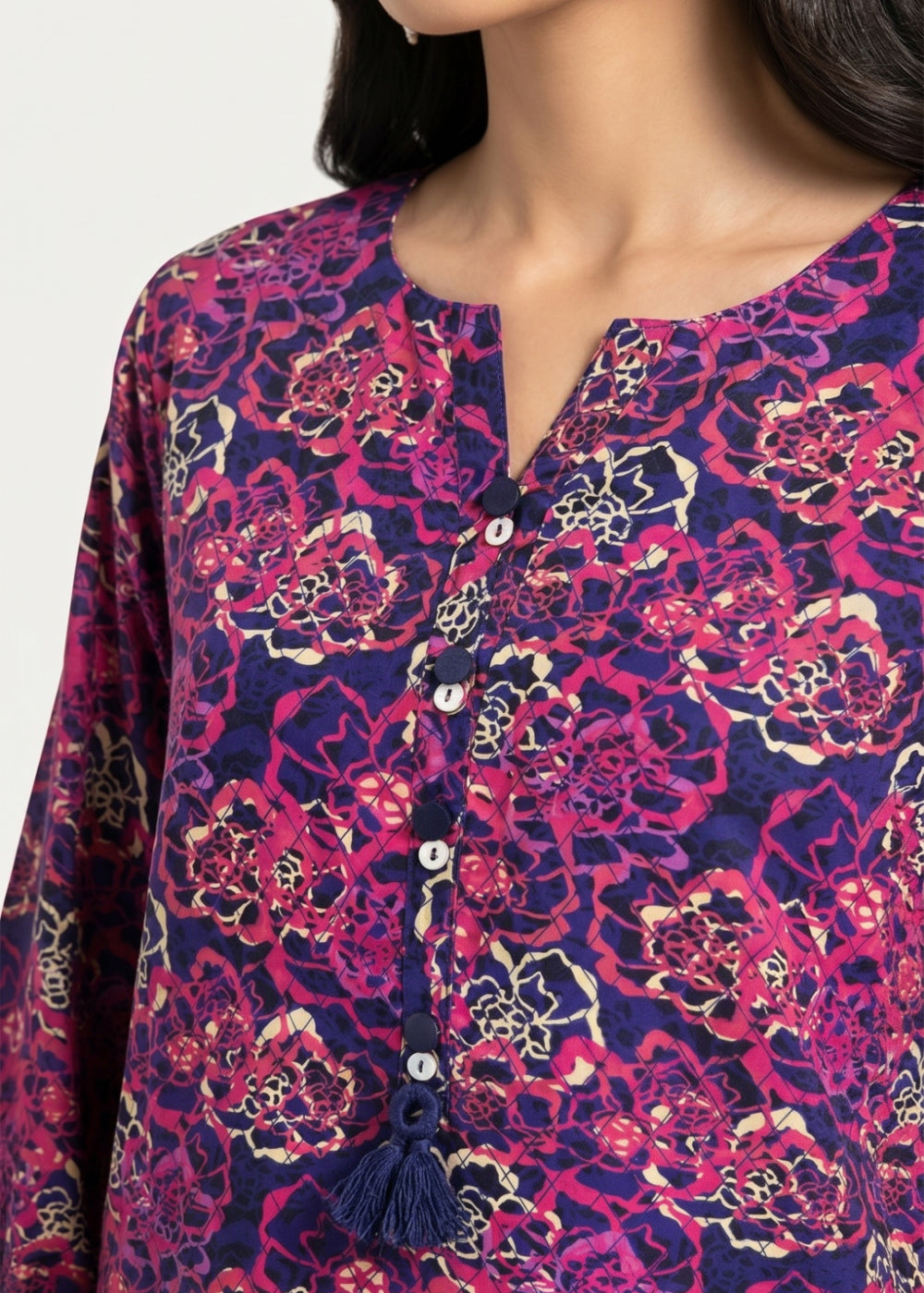 lawn Kurti in Fuchsia