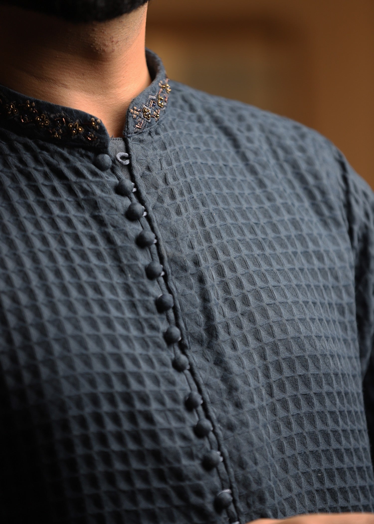 cotton dobby Kurta in Grey